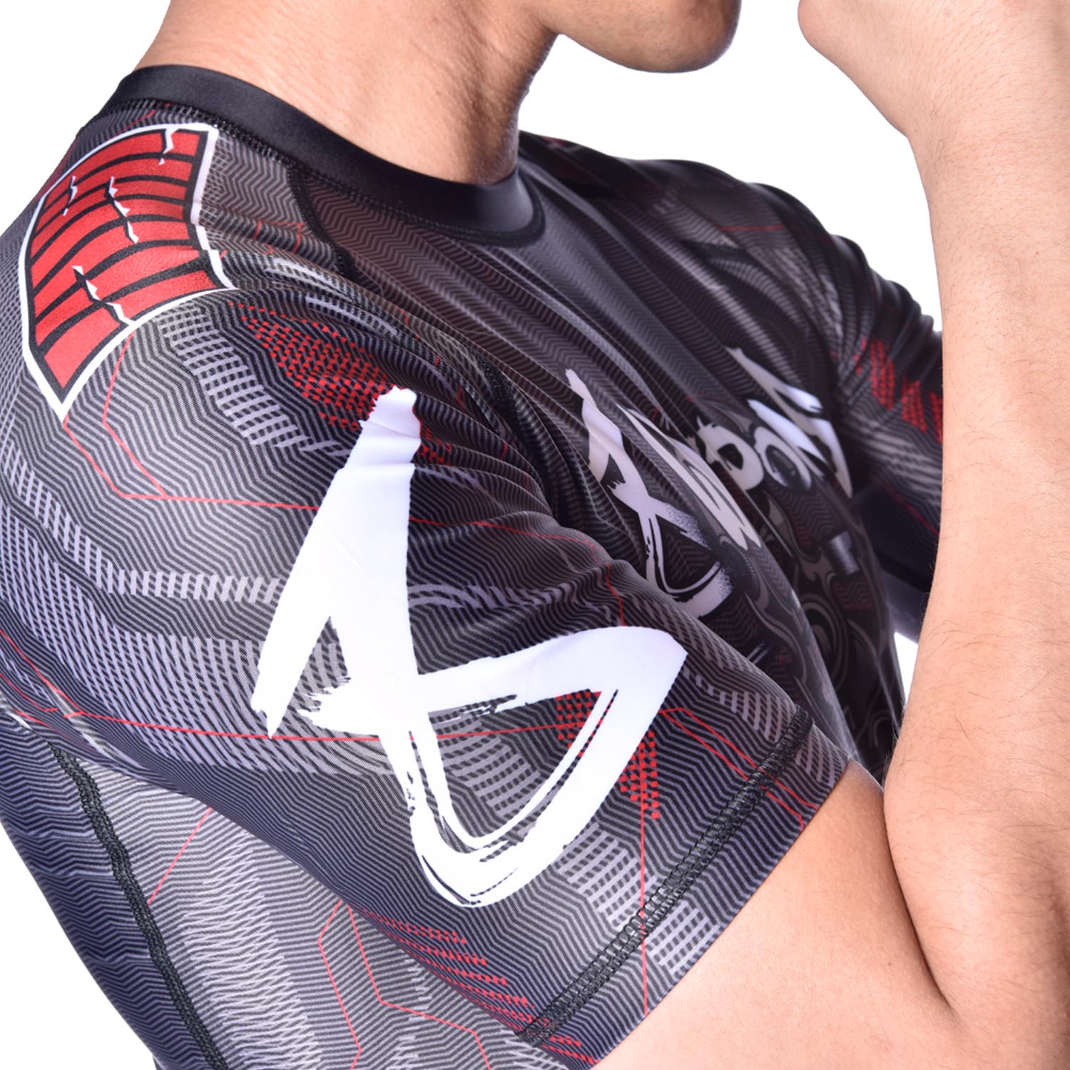 8 WEAPONS Rashguard, S/S, Samurai 2.0, black-red, XXL