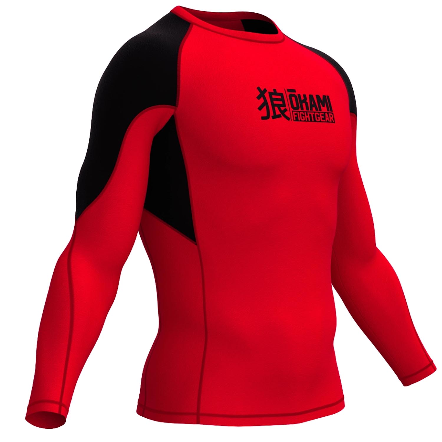 OKAMI Rashguard, L/S, Keii Flame, red-black, S