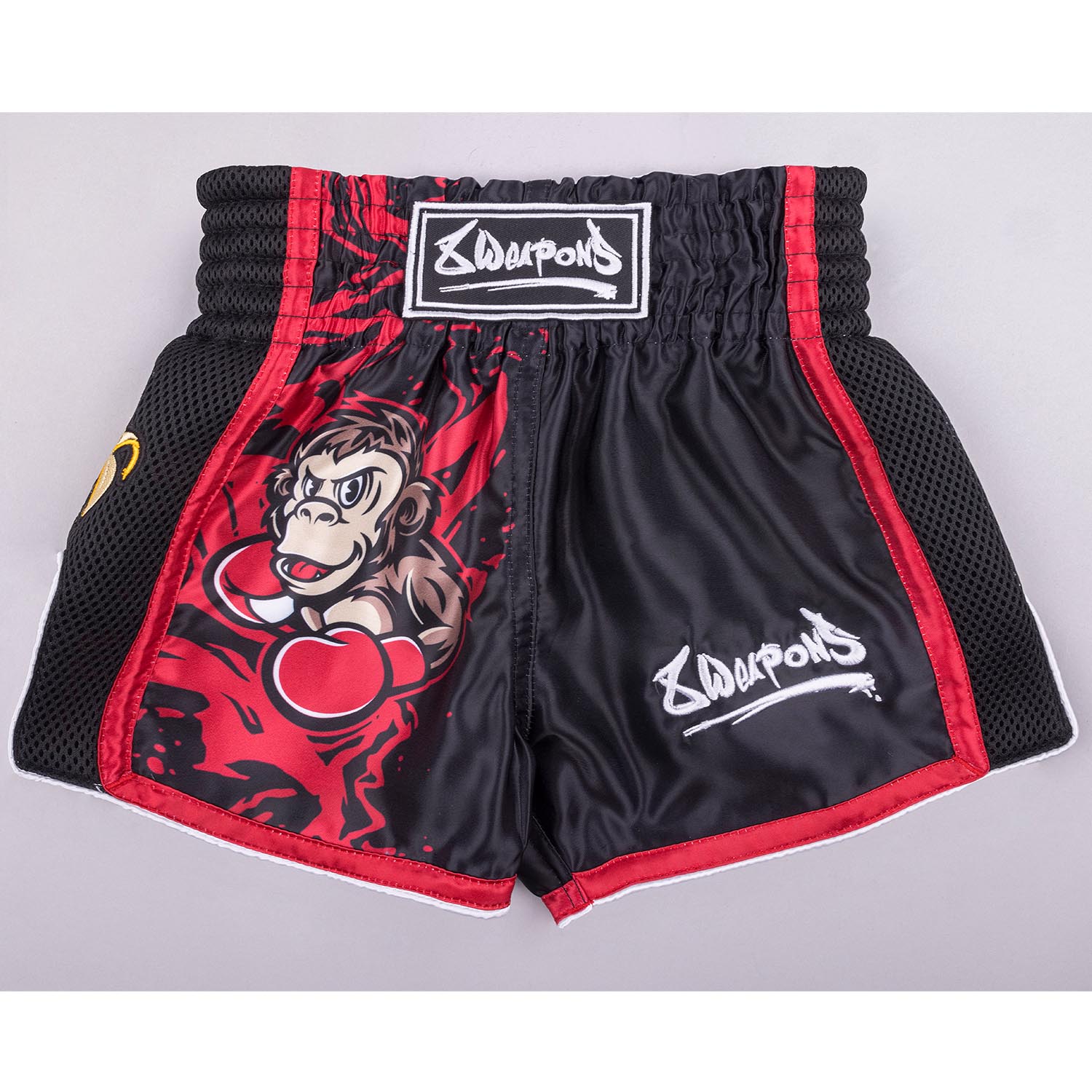 8 WEAPONS Muay Thai Shorts, Kids, Joe, black-red, 3-4 Y