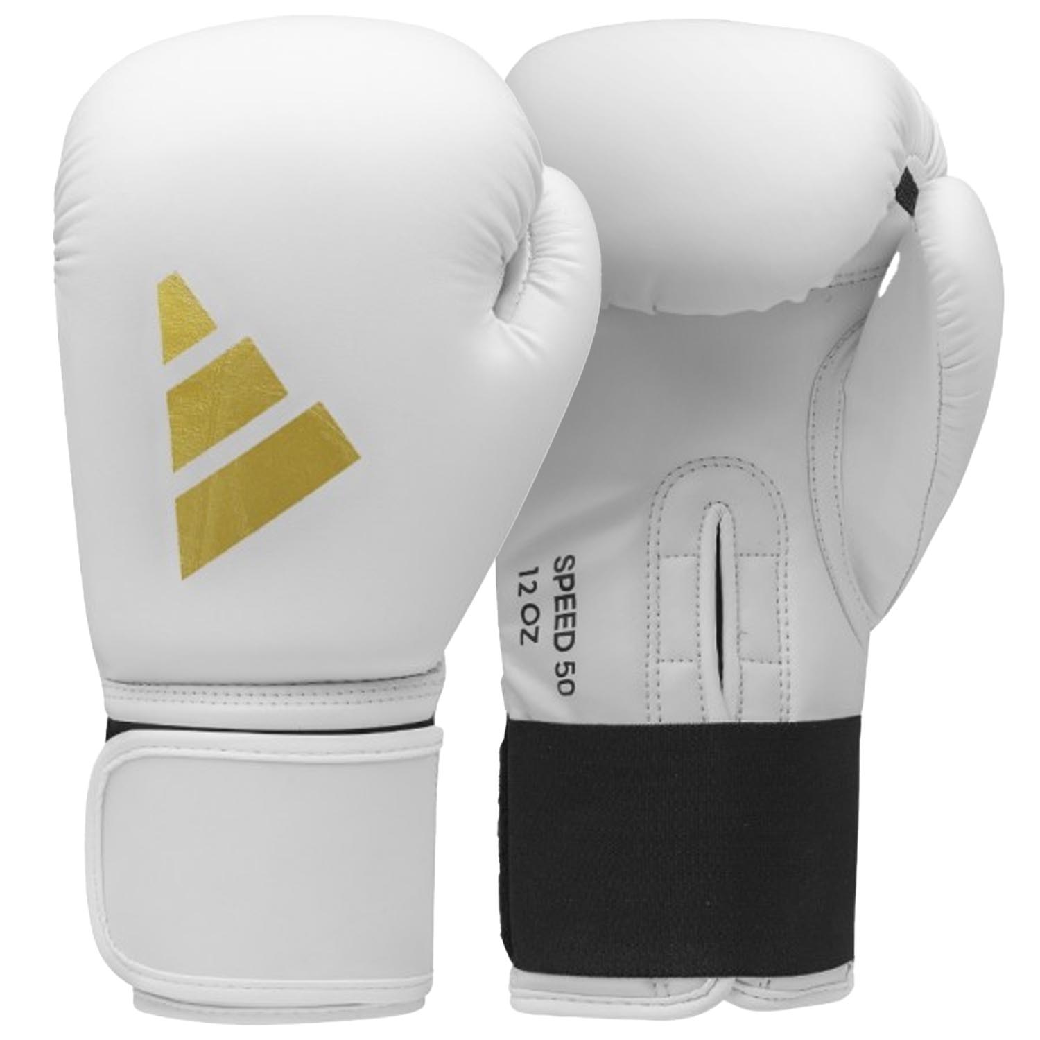 adidas Boxing Gloves, Speed 50, white-gold