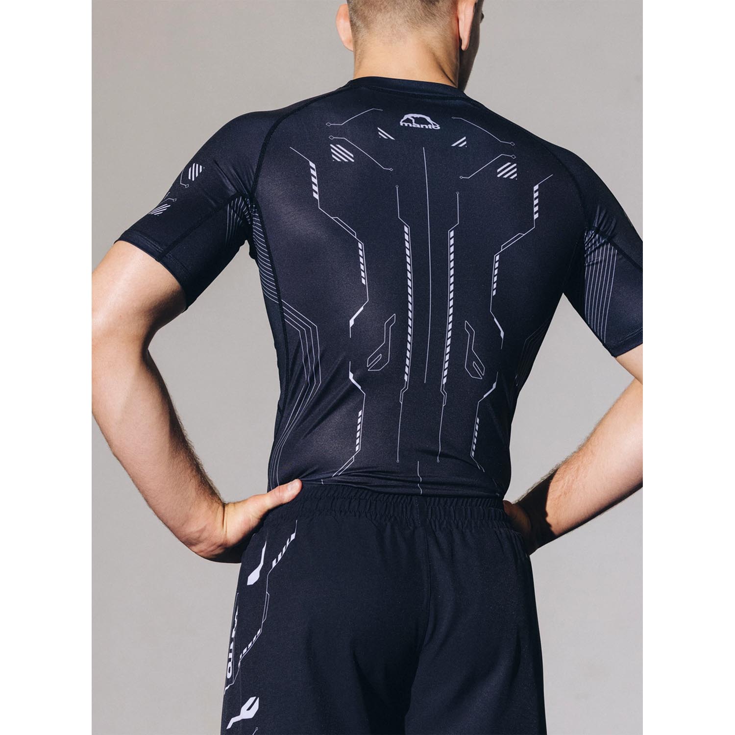 MANTO Rashguard, S/S, Shield, black, XXL
