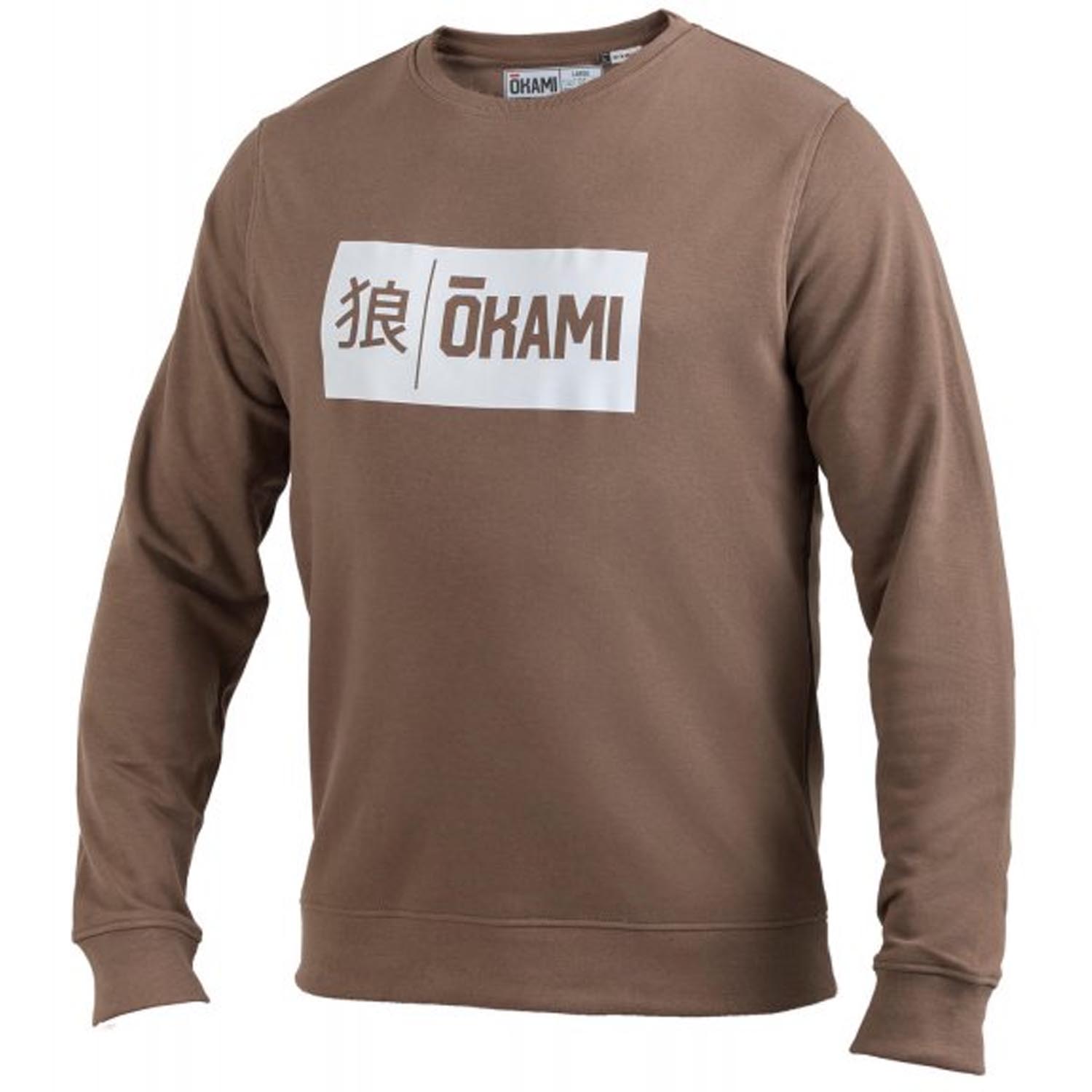 OKAMI Sweater, Organic Kanji Blacklogo, brown, M