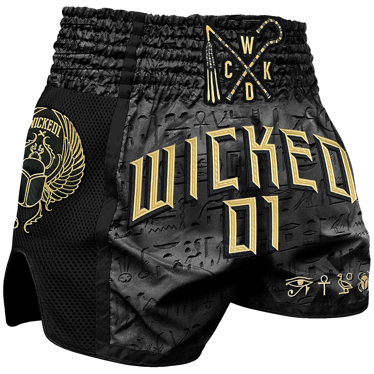 WICKED ONE Muay Thai Shorts, Pharao, schwarz-gold