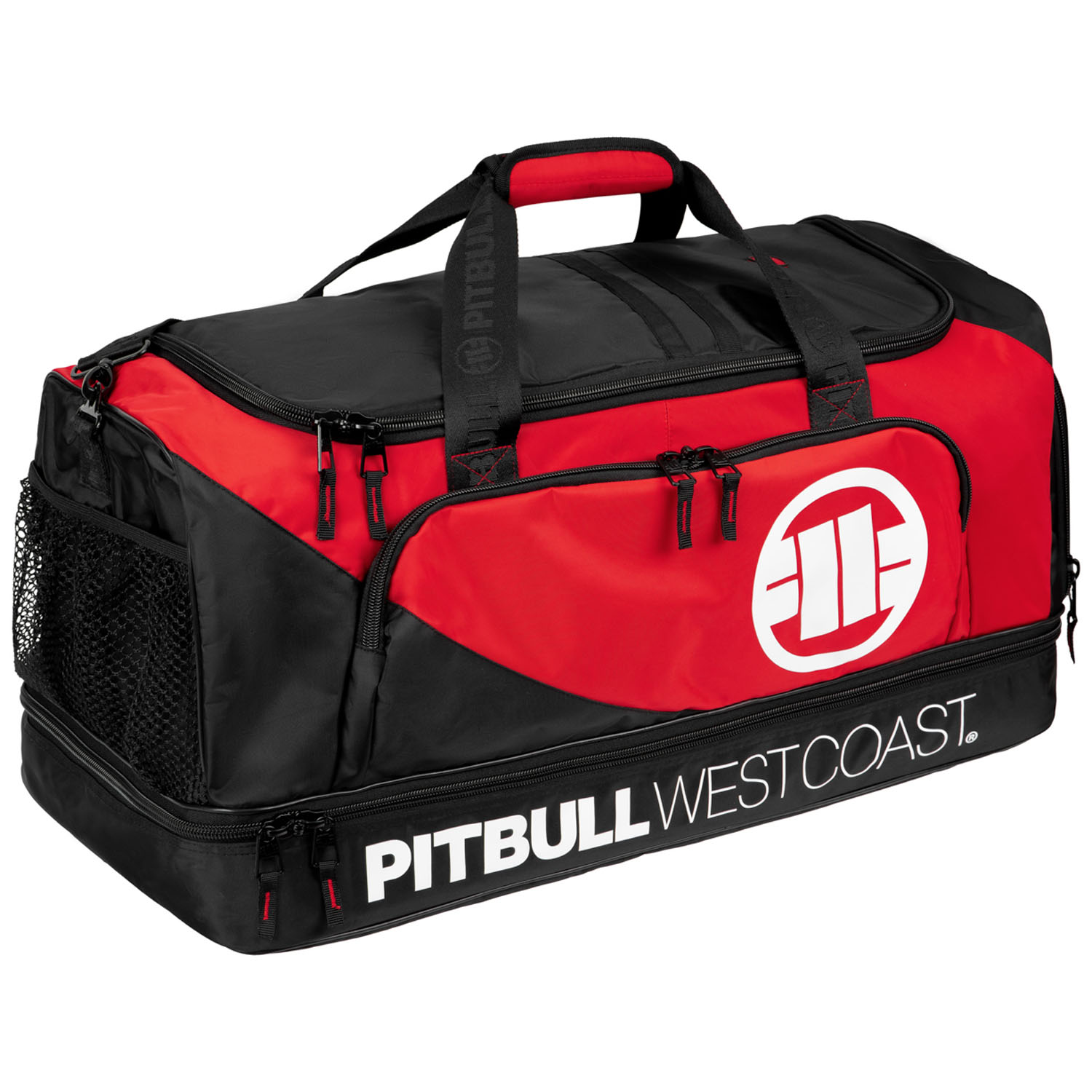Pit Bull West Coast, Sport Bag, Big Duffle Bag, Logo TNT, black-red