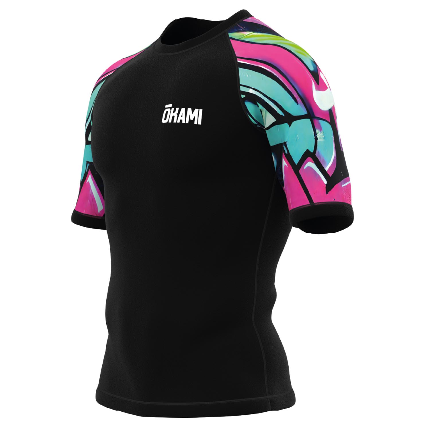 OKAMI Rashguard, S/S, Urban Vibe, black-mint-pink, S