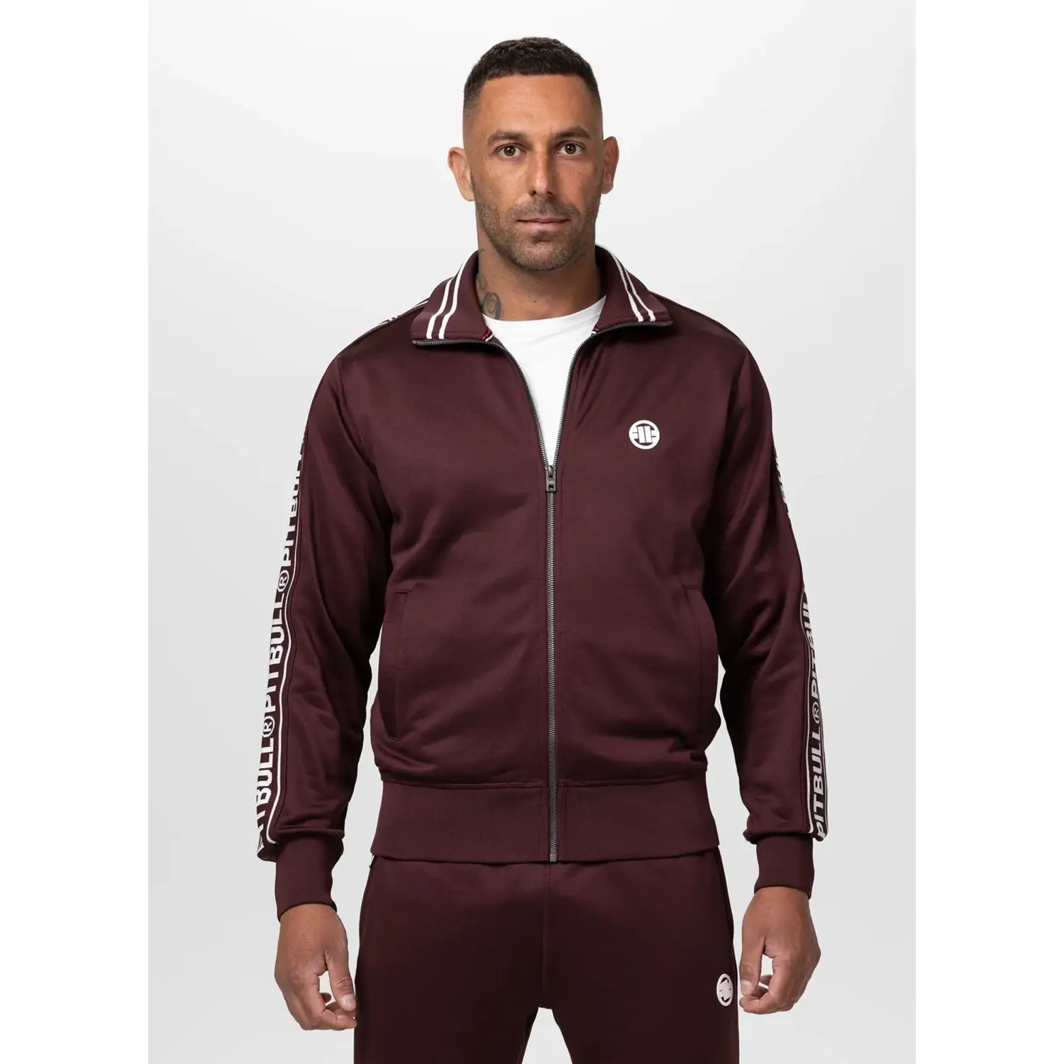 Pit Bull West Coast Trackjacket, Tape Logo, wine red, XXXL