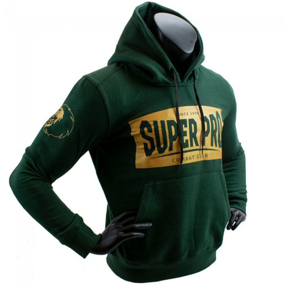 Super Pro Hoody, Block Logo, grün-gold, S