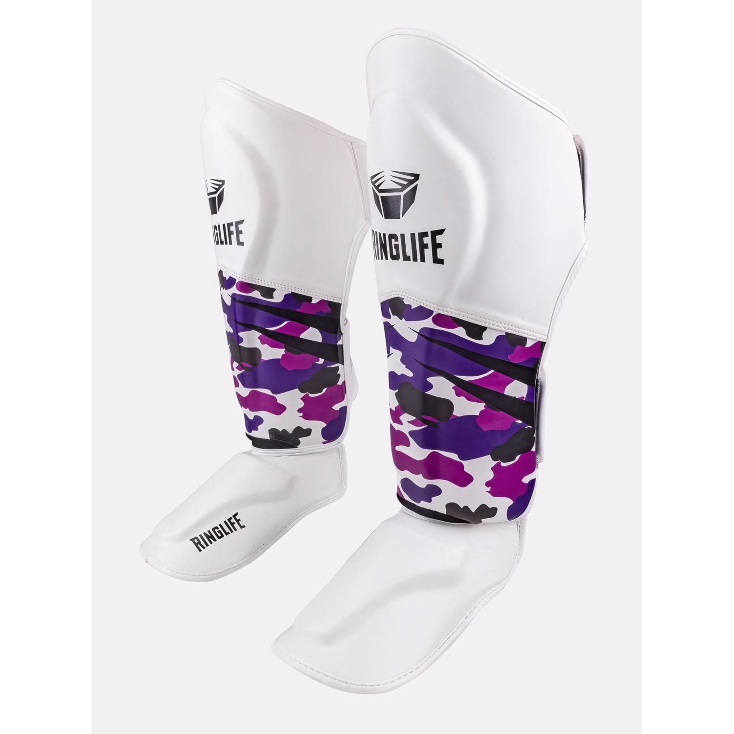 RINGLIFE Shinguards, Unit, white-purple-camo XL