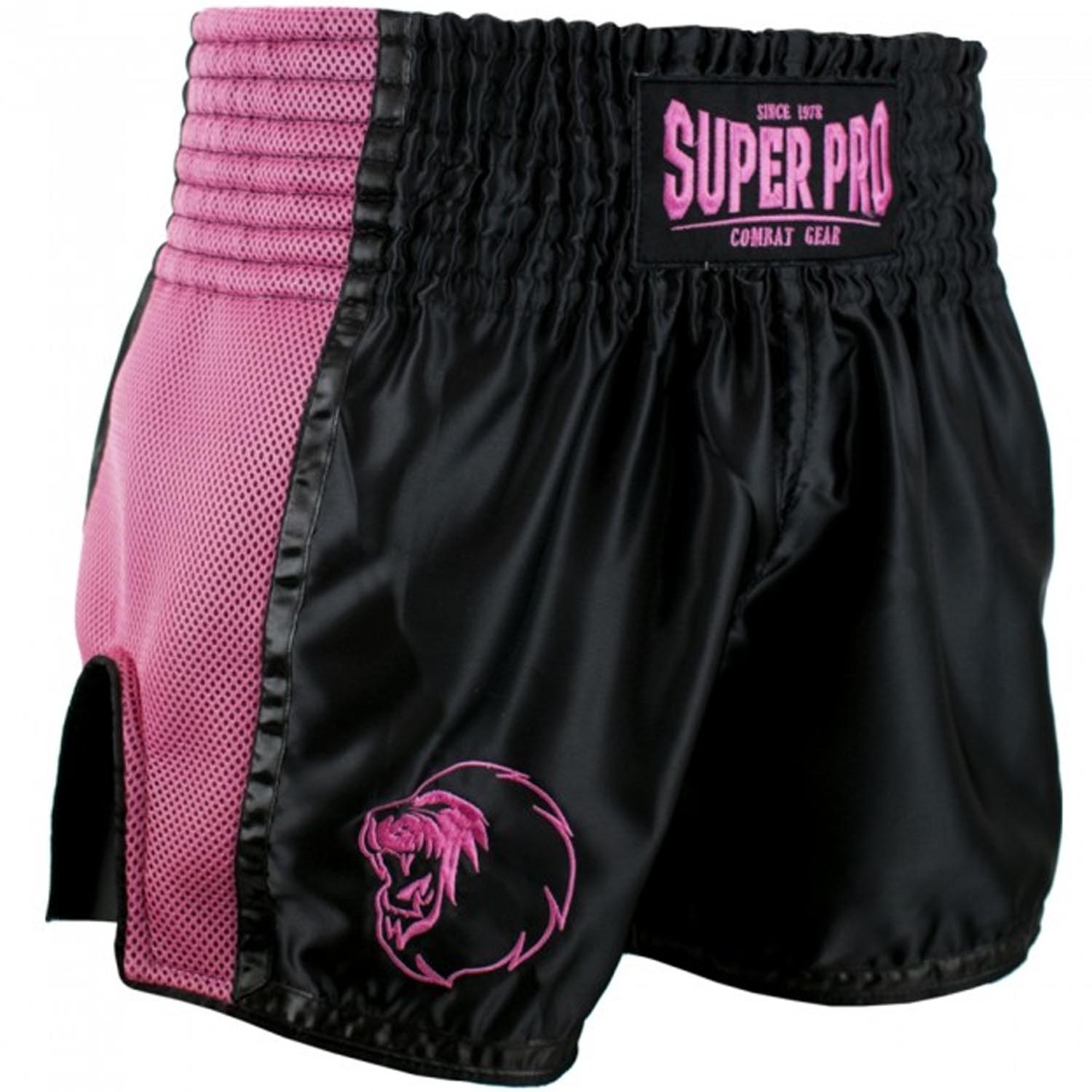 Super Pro Muay Thai Shorts, Brave, schwarz-rosa