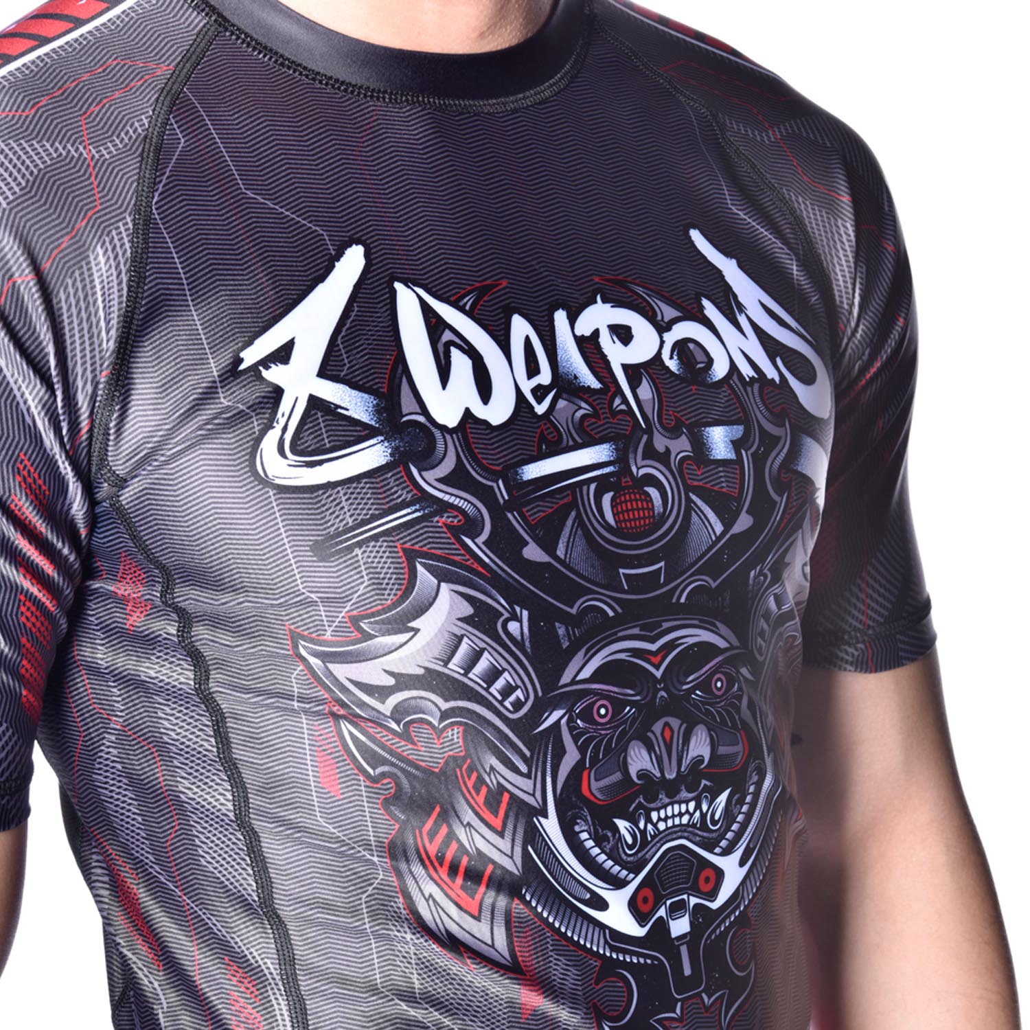 8 WEAPONS Rashguard, S/S, Samurai 2.0, black-red, XXL