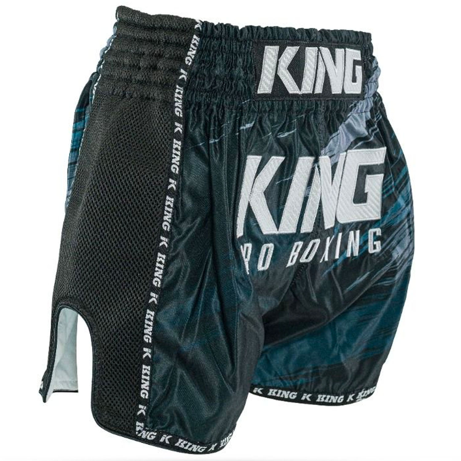 KING PRO Boxing Muay Thai Shorts, Storm 1, black, L