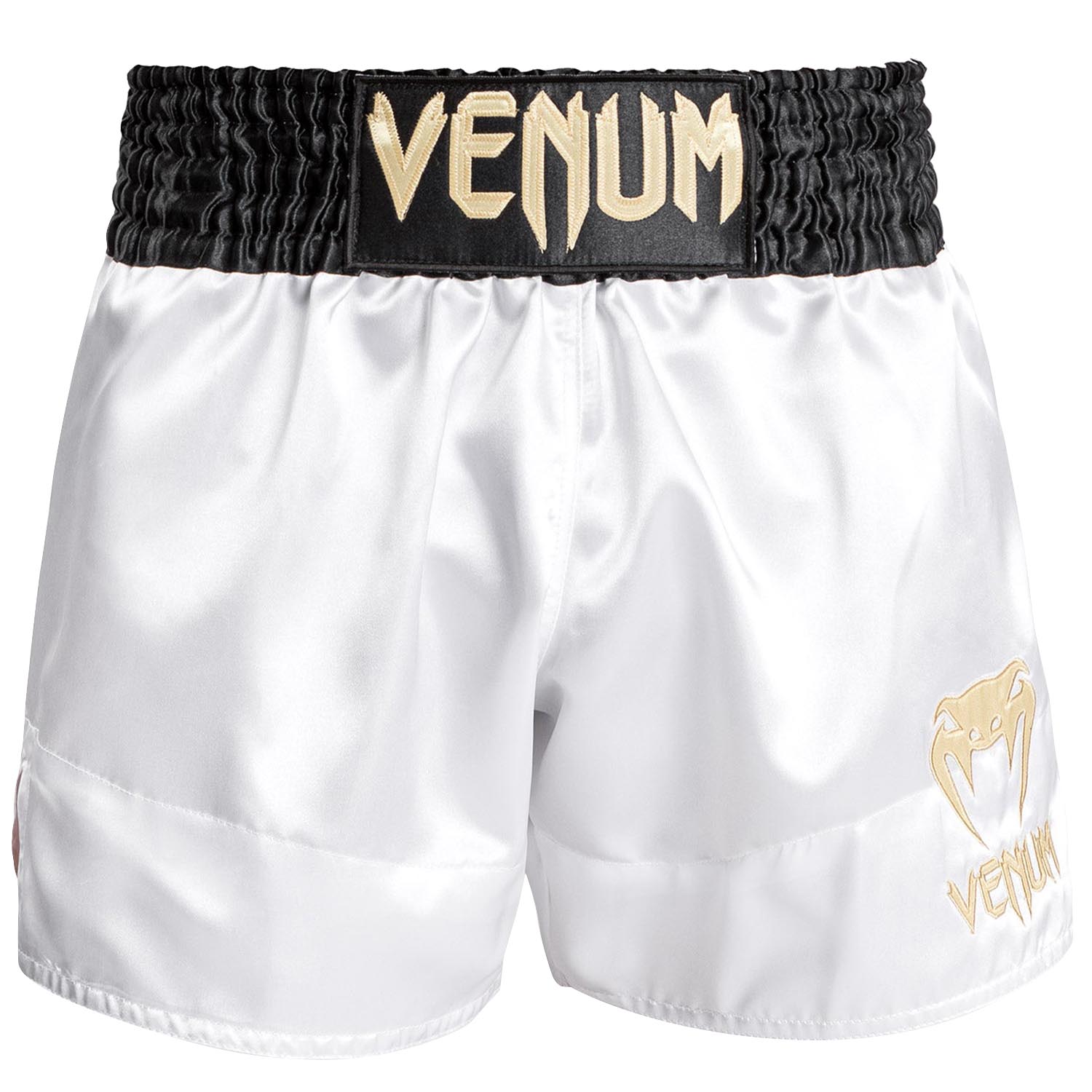 VENUM Muay Thai Shorts, Classic, weiß-schwarz-gold, XXL