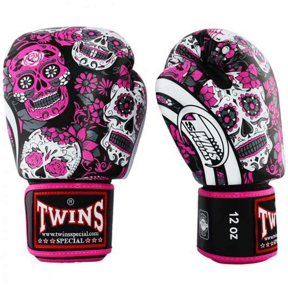 TWINS Special Boxing Gloves, FBGVL3 Skull, pink, 10 Oz