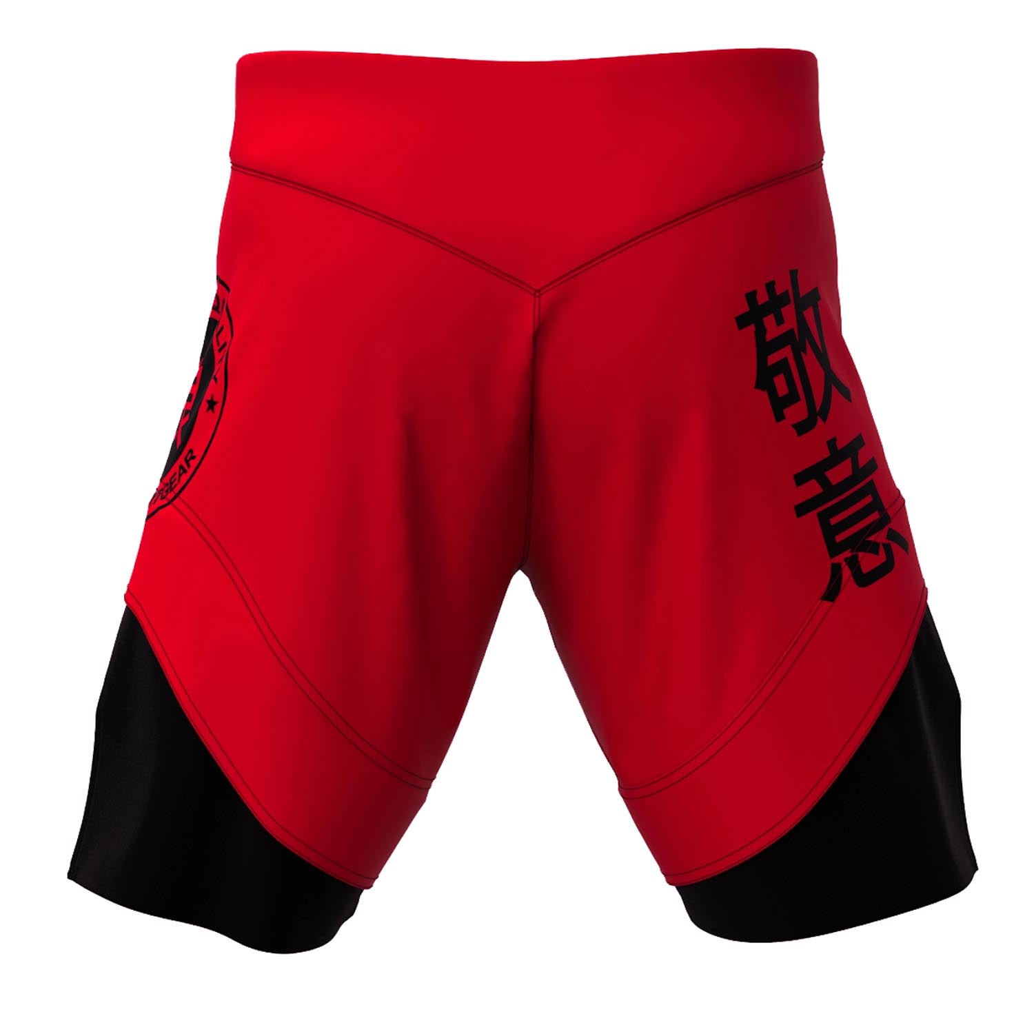 OKAMI MMA Fight Shorts, Keii Flame, red-black, XXL