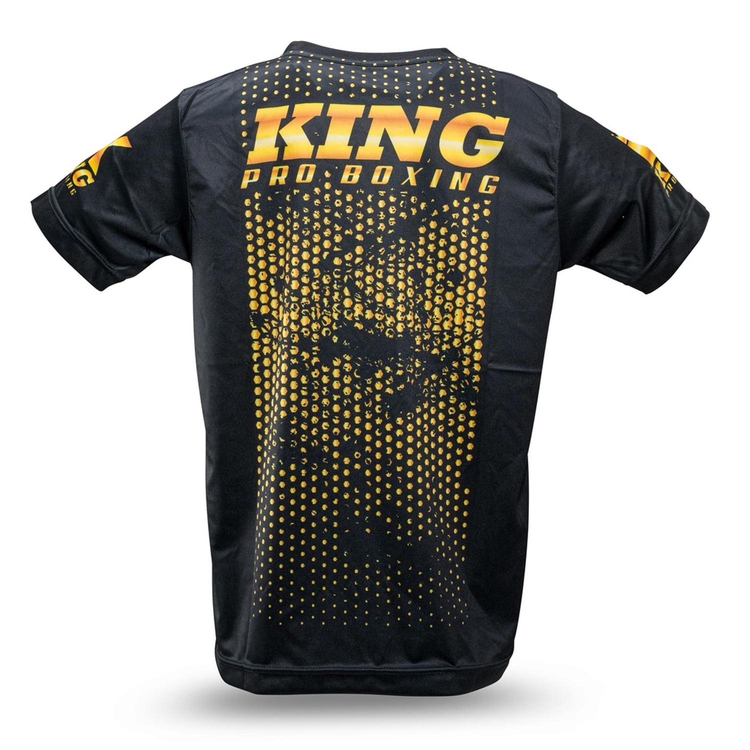 KING PRO BOXING Dry Tech T-Shirt, Kids, Hexagon 2 black-gold, 10 J