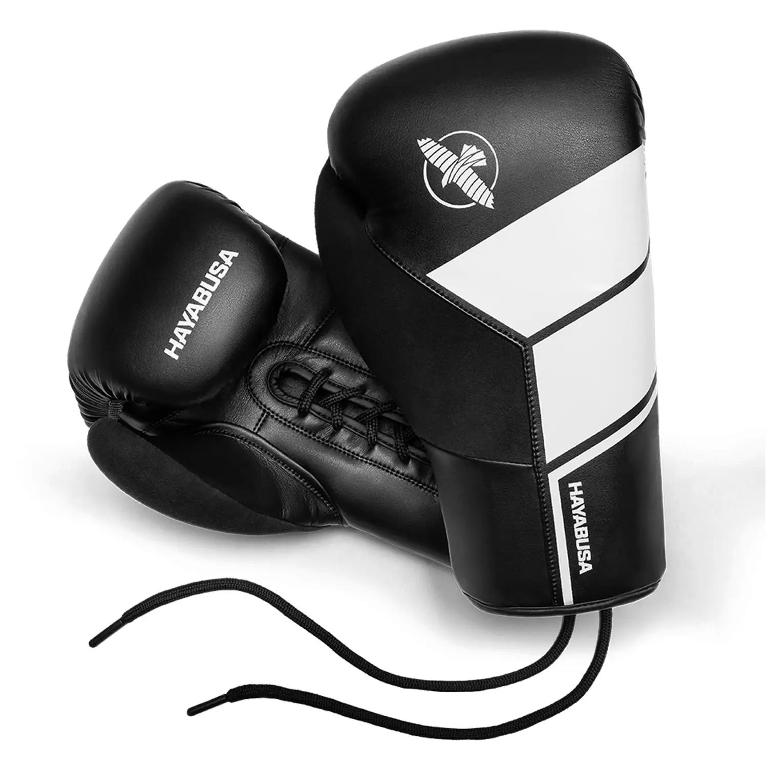 Hayabusa Boxing Gloves, S4, Lace Up, black-white, 10 Oz