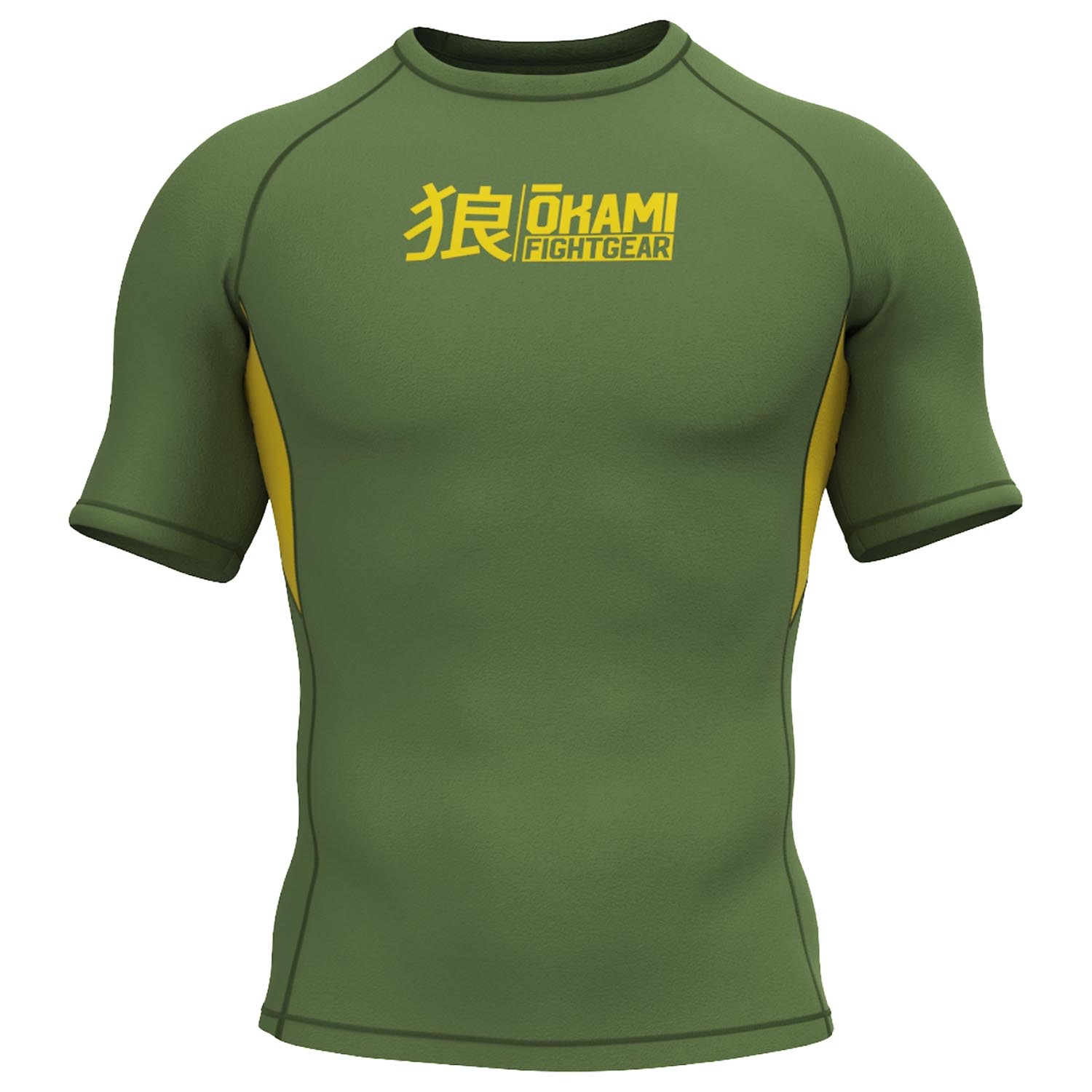 OKAMI Rashguard, S/S, Keii, khaki, XXL