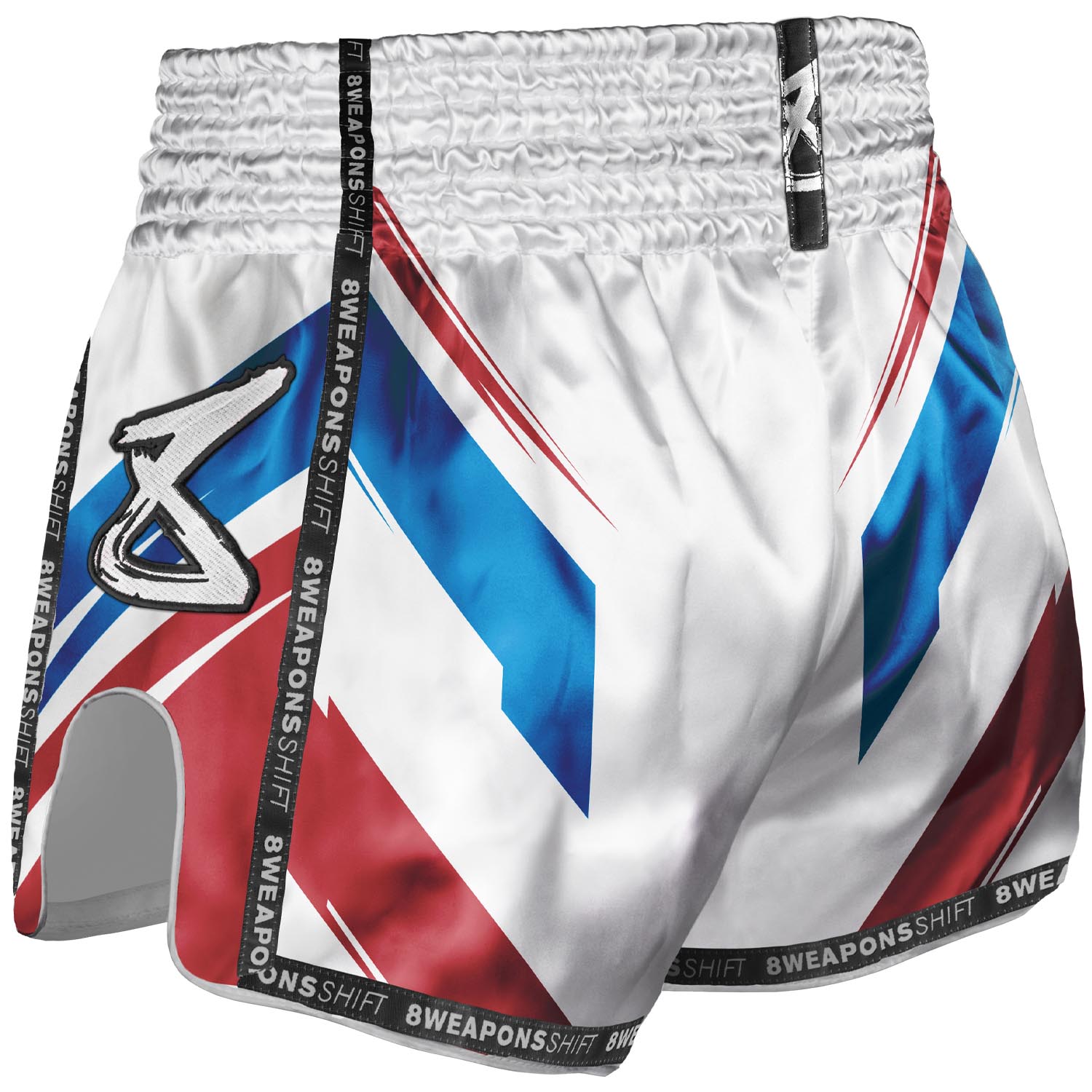 8 WEAPONS Muay Thai Shorts, Shift, white-navy-red, L