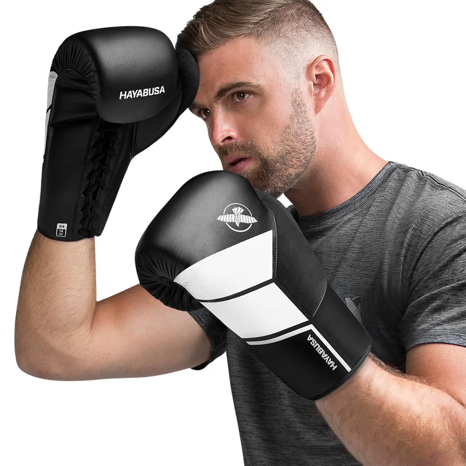 Hayabusa Boxing Gloves, S4, Lace Up, black-white, 10 Oz