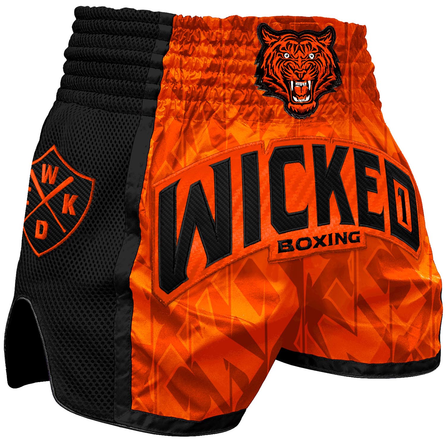 Wicked One Muay Thai Shorts, Block, schwarz-orange