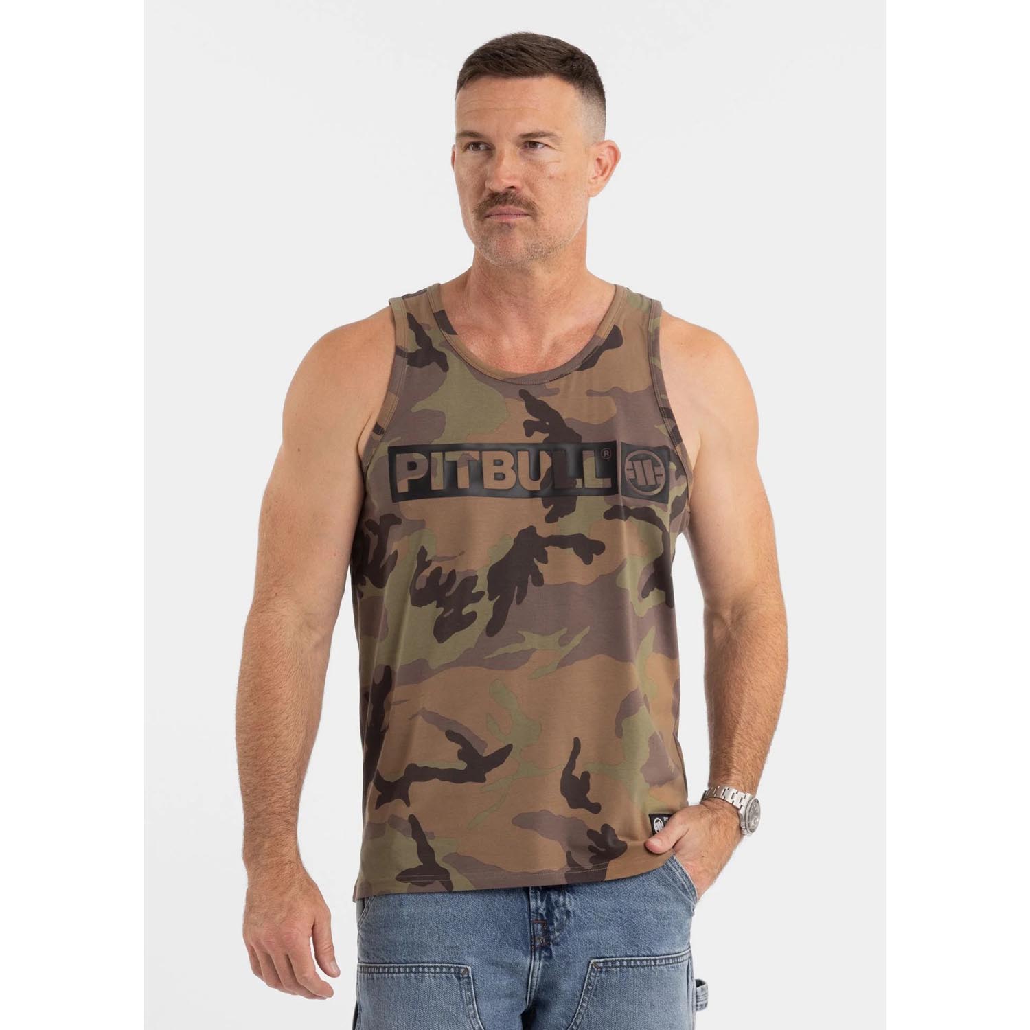 Pit Bull West Coast Tank Top, Hilltop, woodland-camo, XXXL