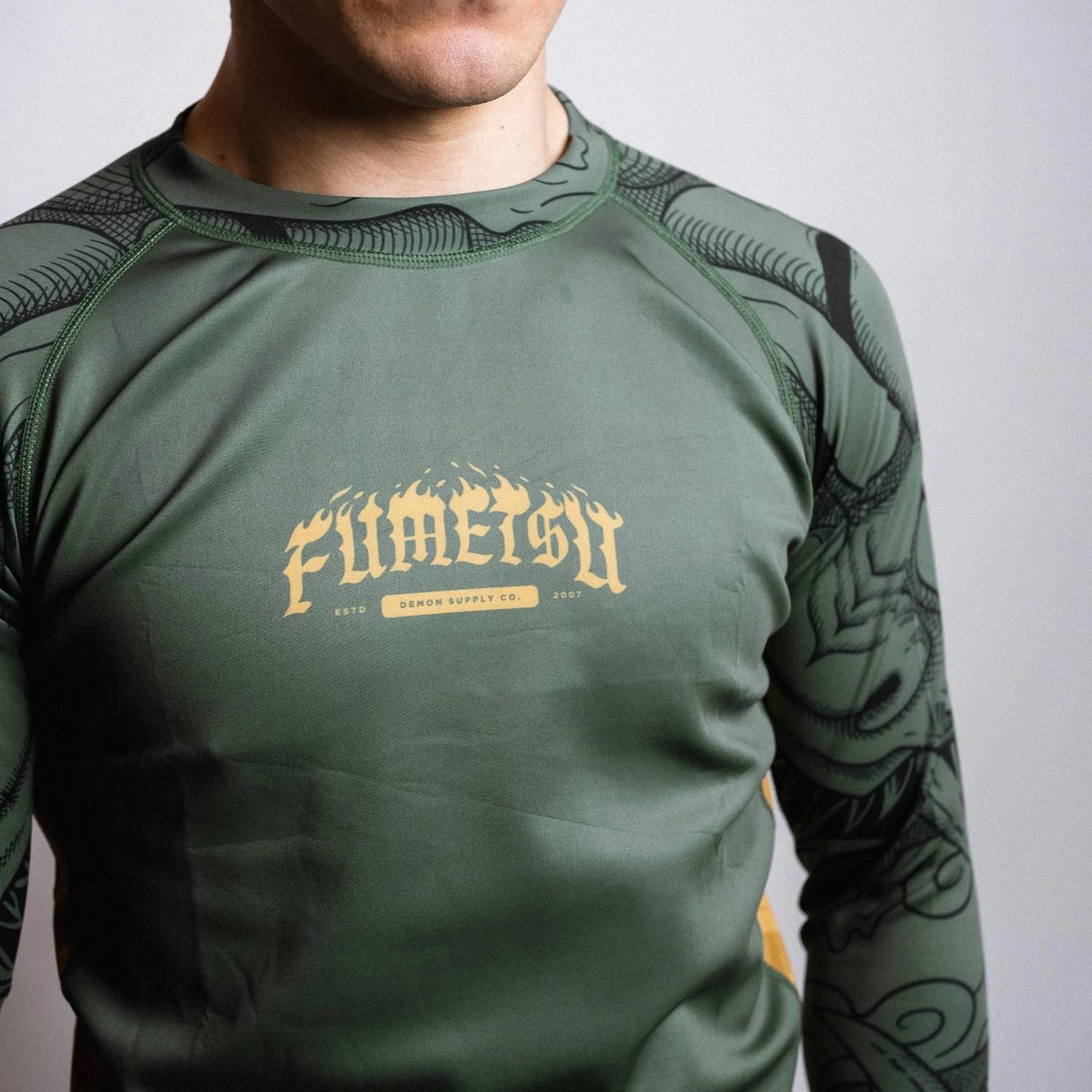 Fumetsu Rashguard, L/S, Oni, khaki-gold, XXL
