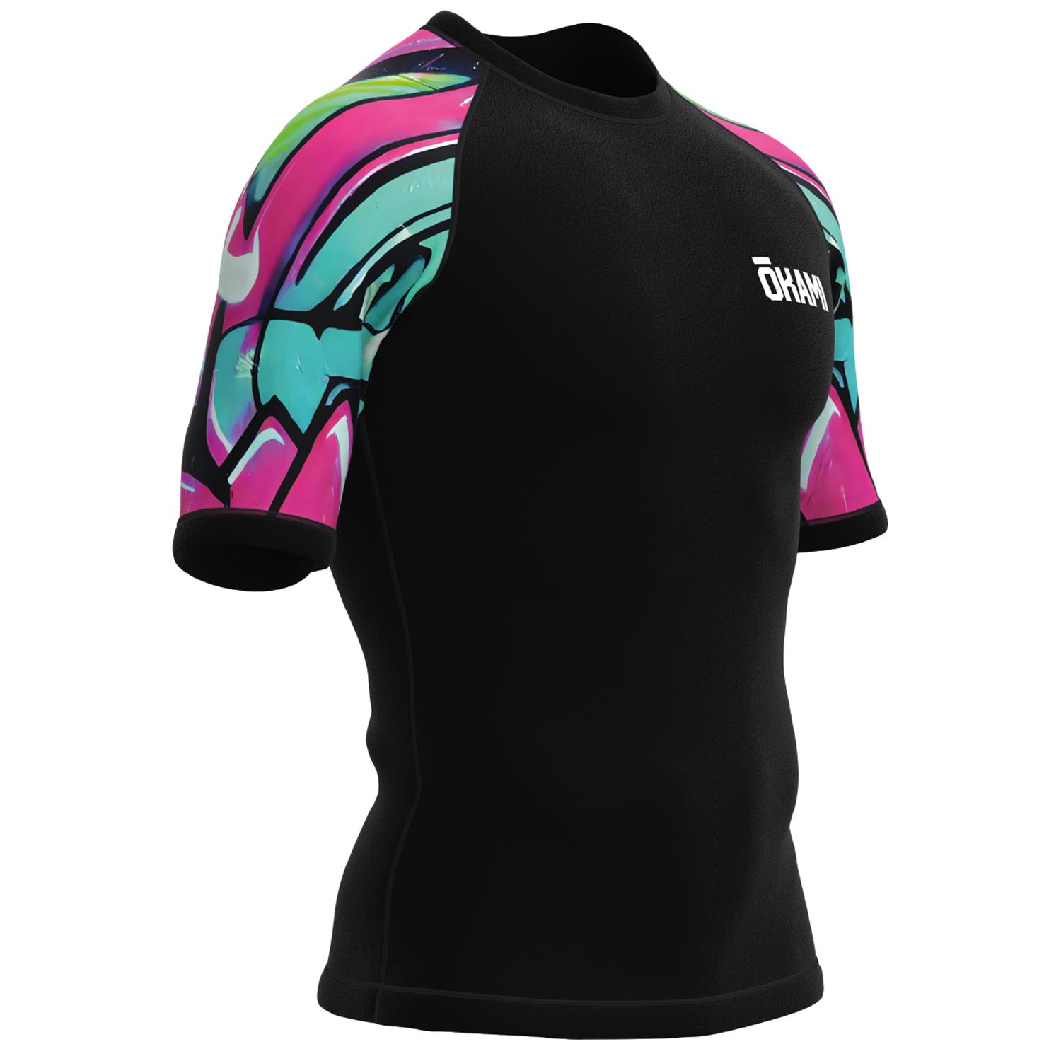OKAMI Rashguard, S/S, Urban Vibe, black-mint-pink, M