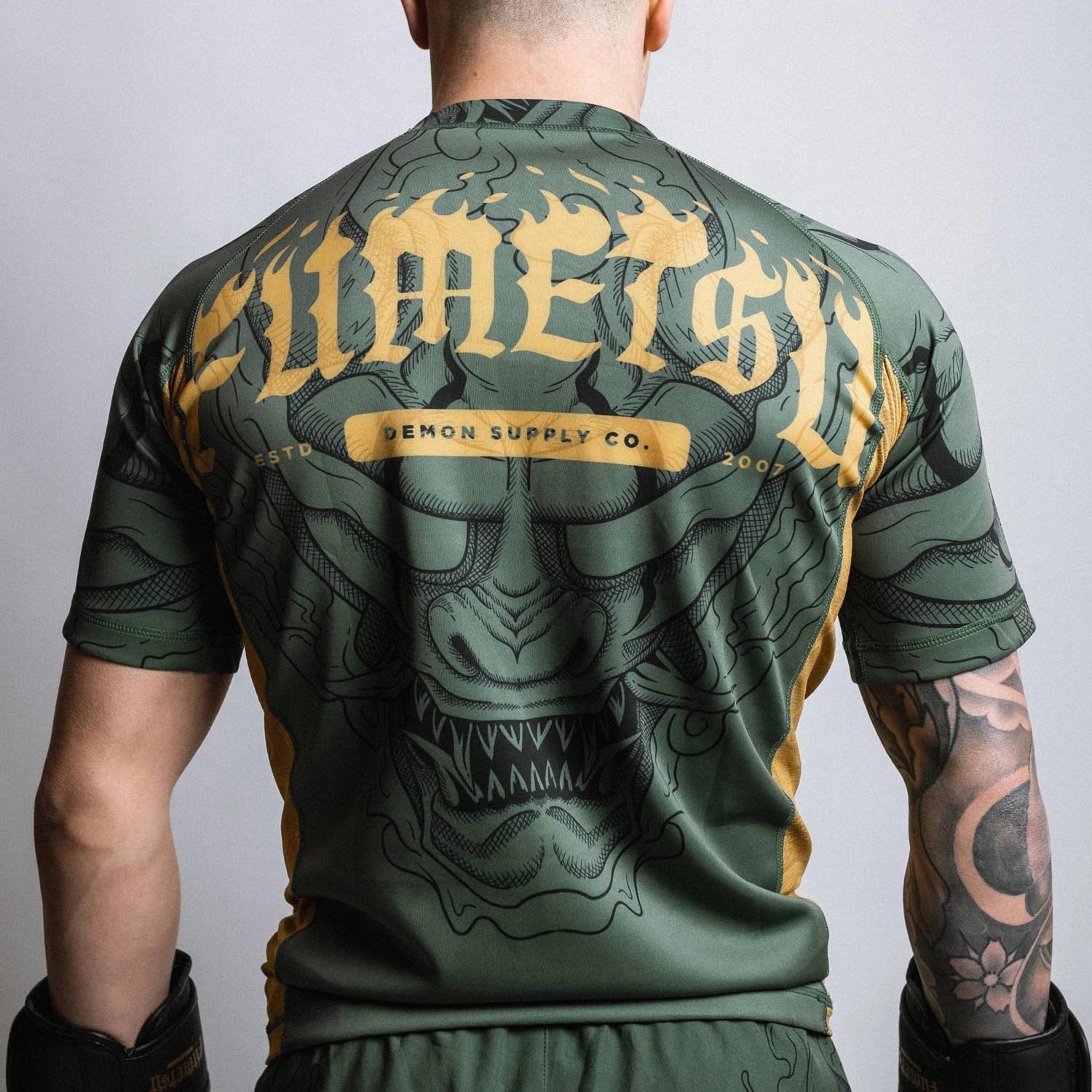 Fumetsu Rashguard, S/S, Oni, khaki-gold, XXL