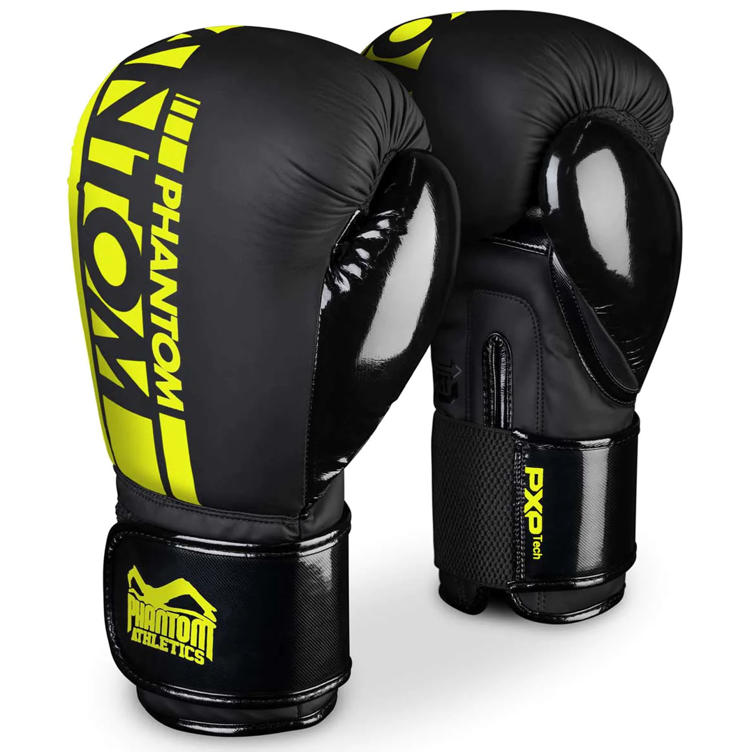 Phantom Athletics Boxing Gloves, Apex, black-neonyellow, 10 Oz