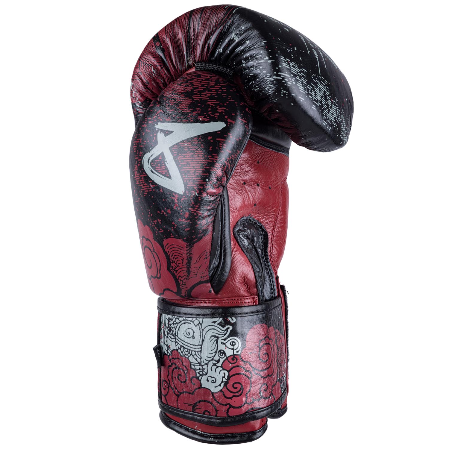 8 WEAPONS Boxing Gloves, Hanuman Yant, black-red, 10 Oz