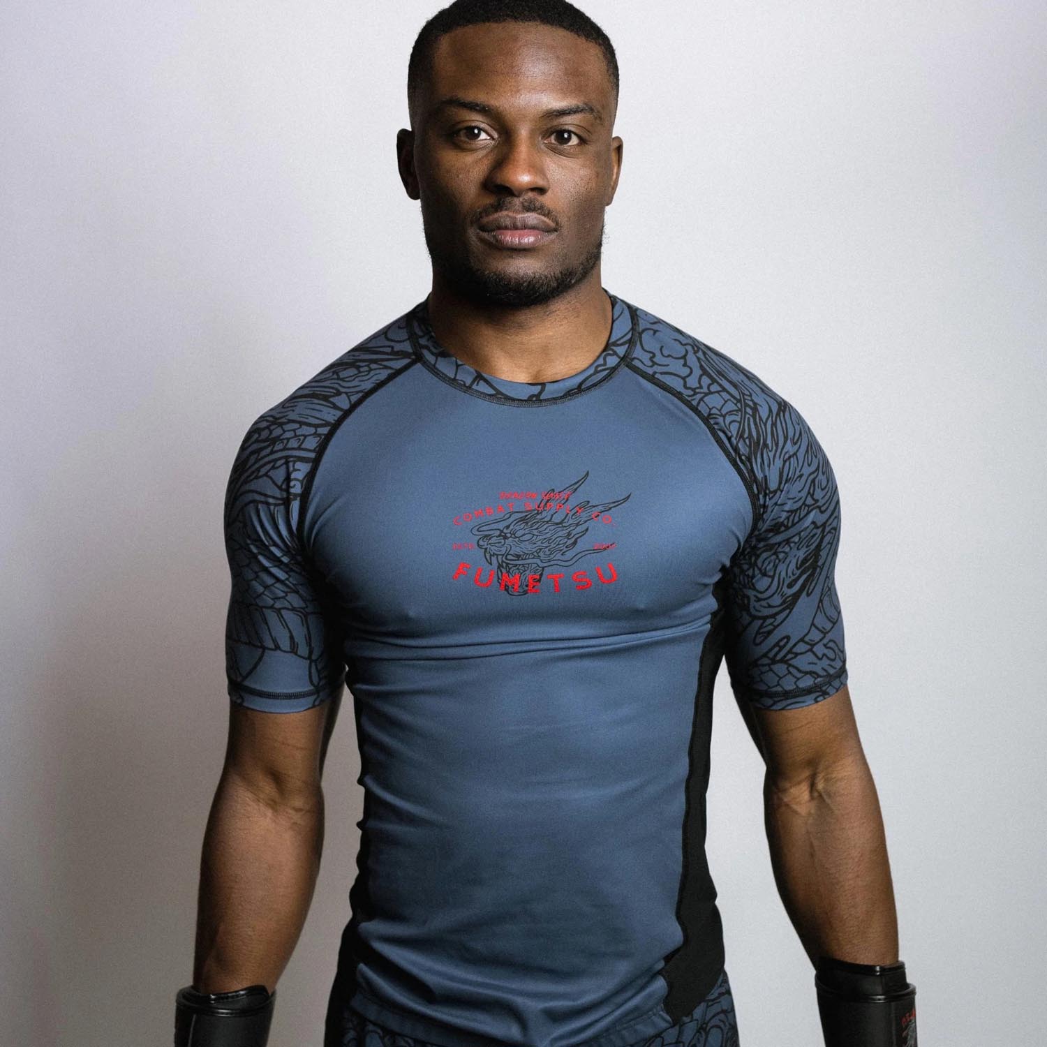 Fumetsu Rashguard, S/S, Dragon Slayer, blue-red, XXL