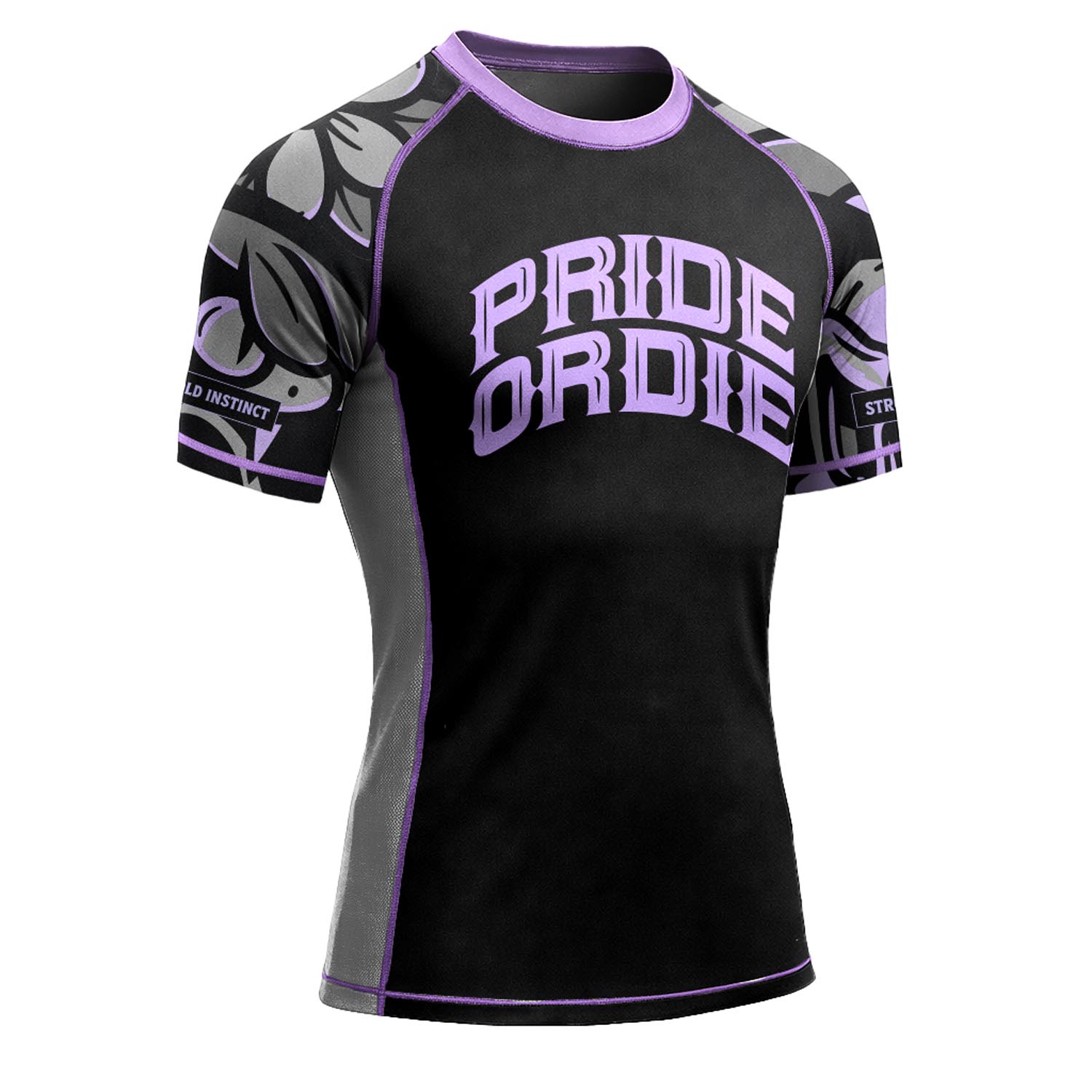 PRiDEorDiE Rashguard, S/S, Cold Instinct, grey-purple, XL