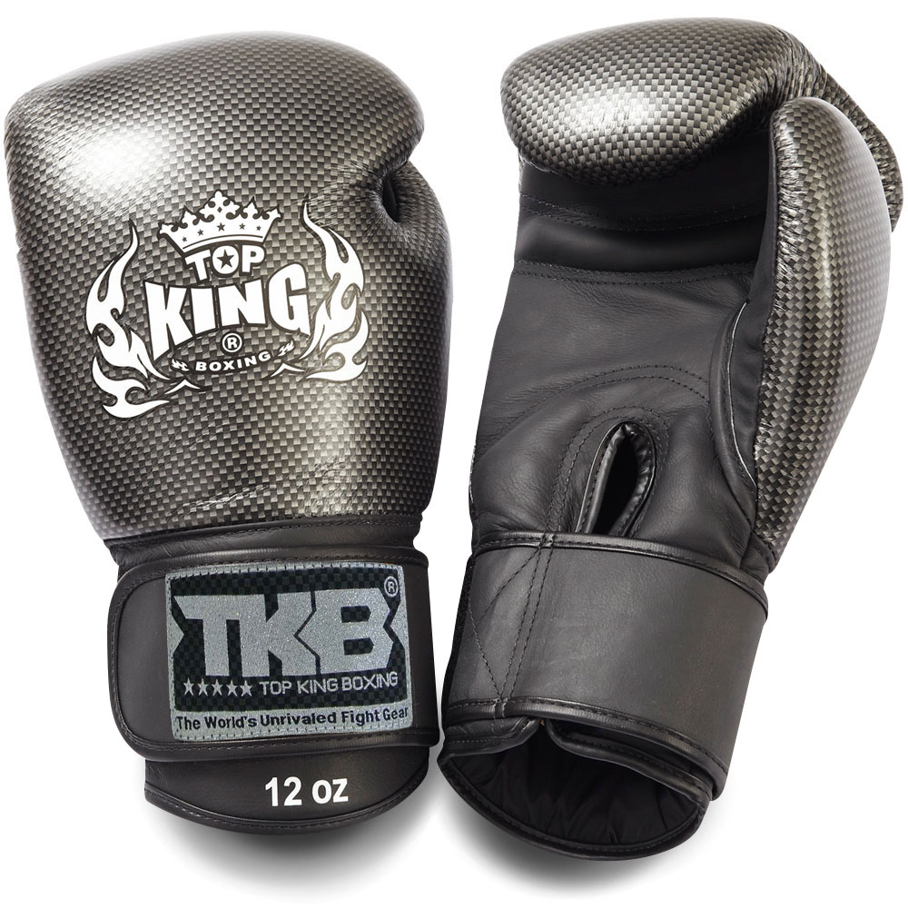 TOP KING BOXING Boxhandschuhe, Carbon, schwarz-silber