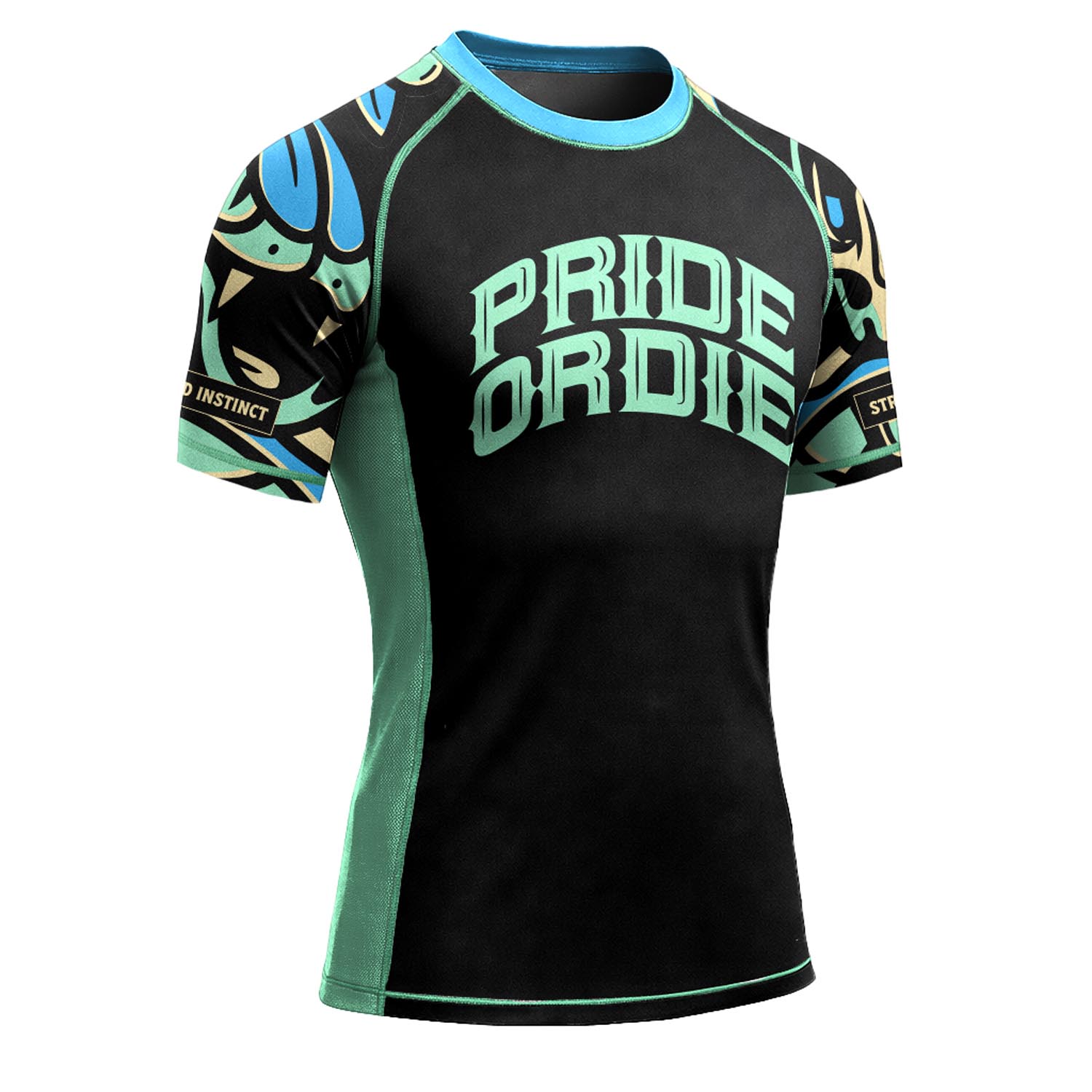 PRiDEorDiE Rashguard, S/S, Cold Instinct, green-black, XXL