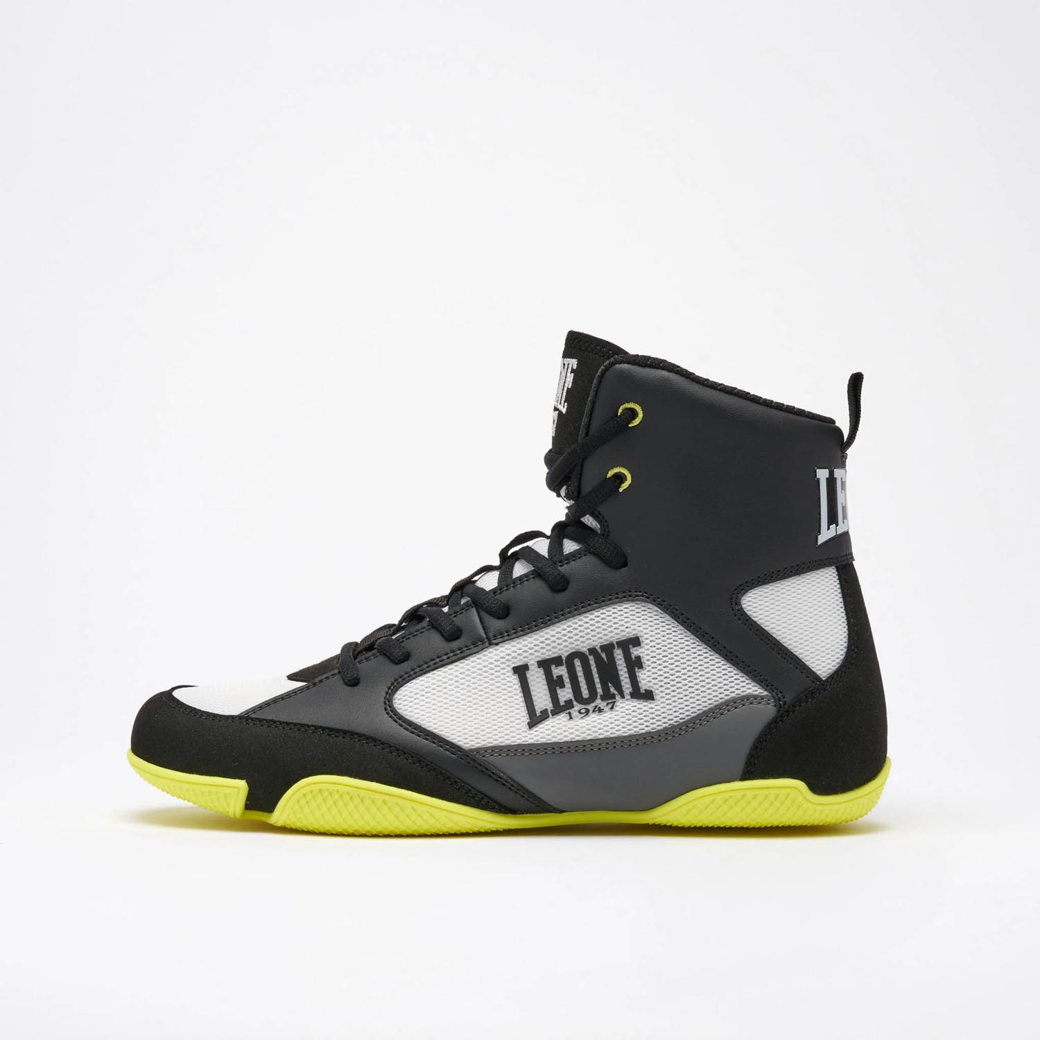 LEONE Boxing Shoes, Premium, black-yellow, 46