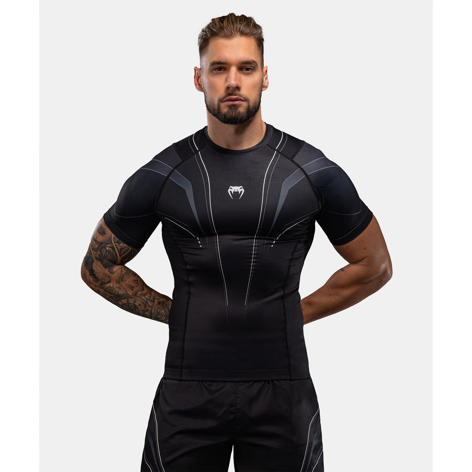 VENUM Rashguard, S/S, Streamline, black-white, XXL