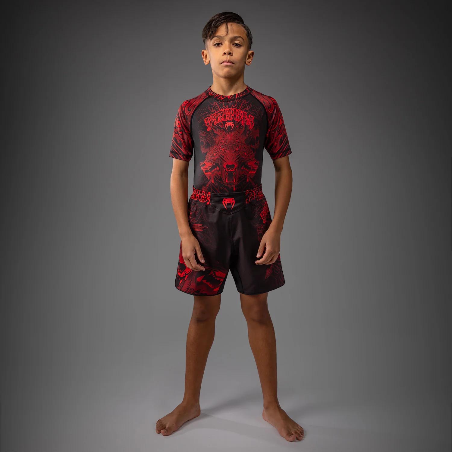 VENUM MMA Fight Shorts, Kids, Wolf Atak, black-red, 8 J