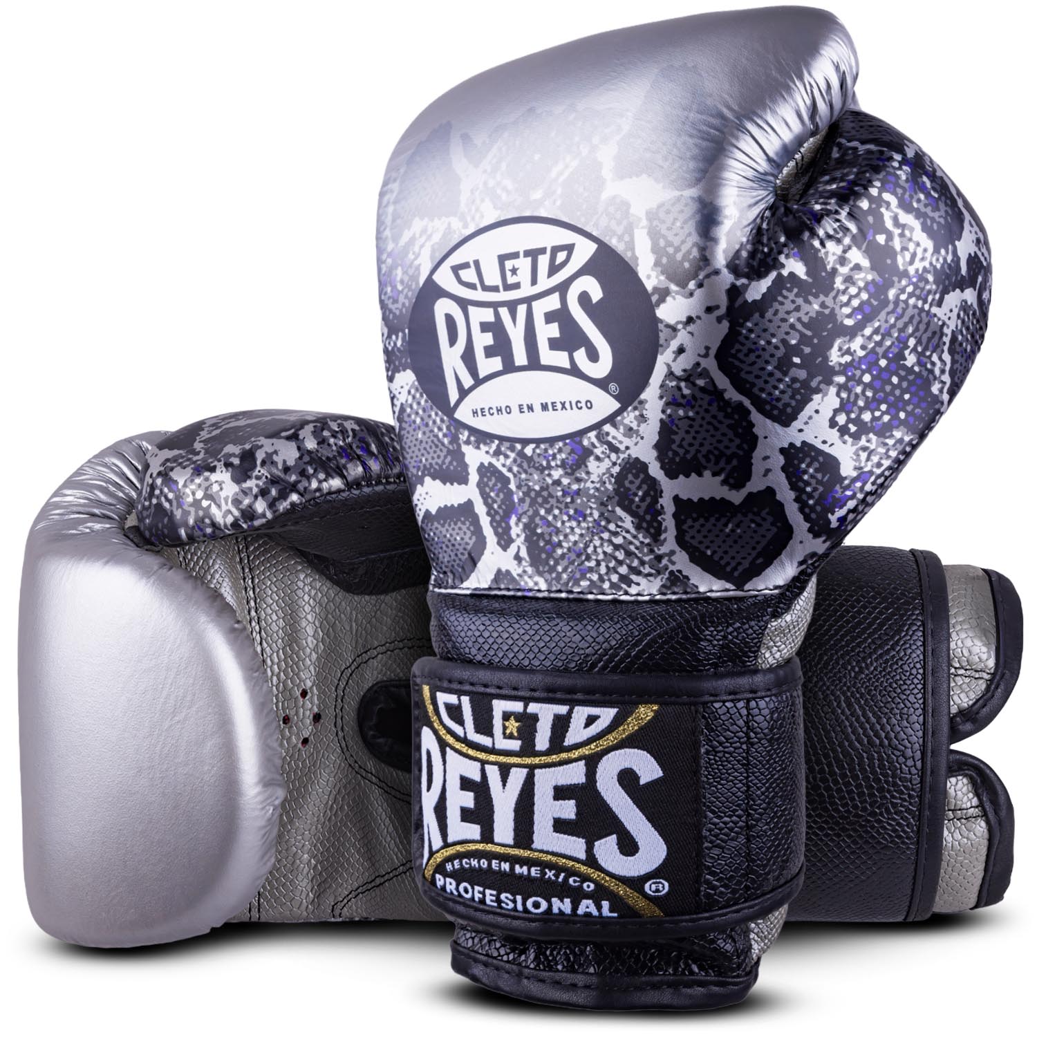 Cleto Reyes Boxing Gloves, Velcro Sparring Snake, black-silver