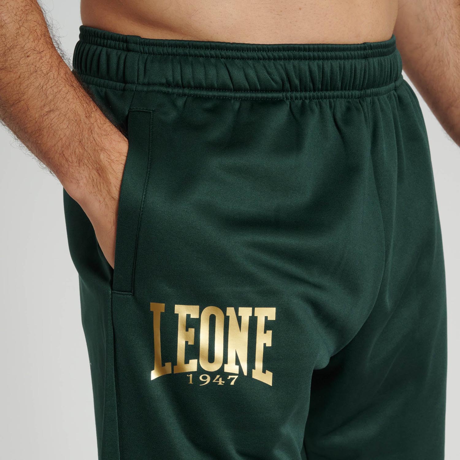 LEONE Jogging Pants, Premium 2, dark green-white, S