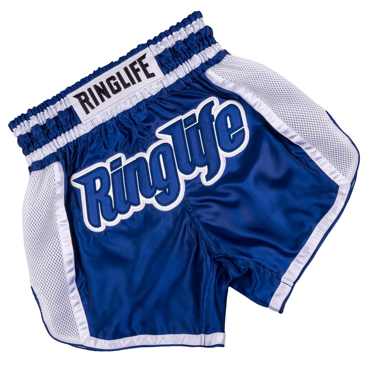 RINGLIFE Muay Thai Shorts, Represent, navy-white, XL
