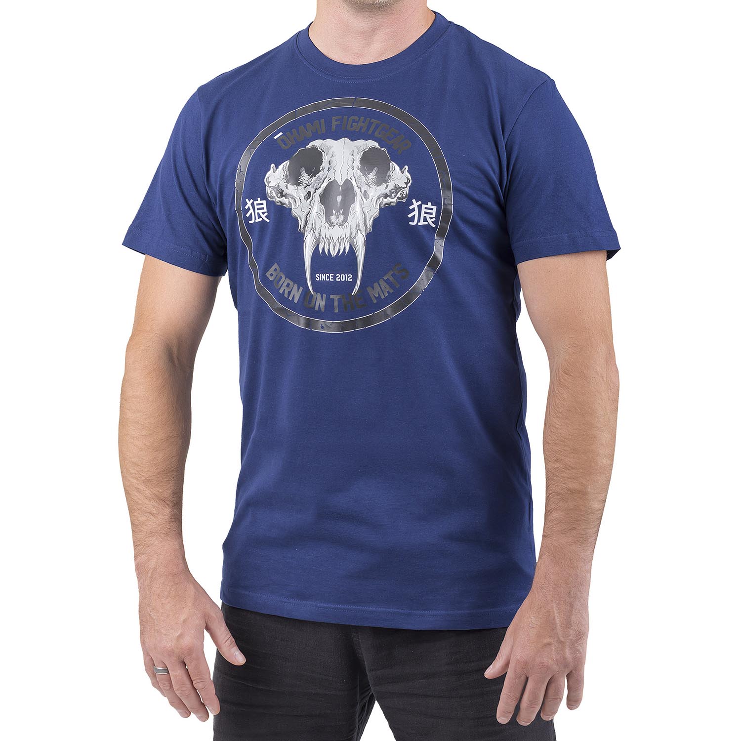 OKAMI T-Shirt, Wolf Skull, blau