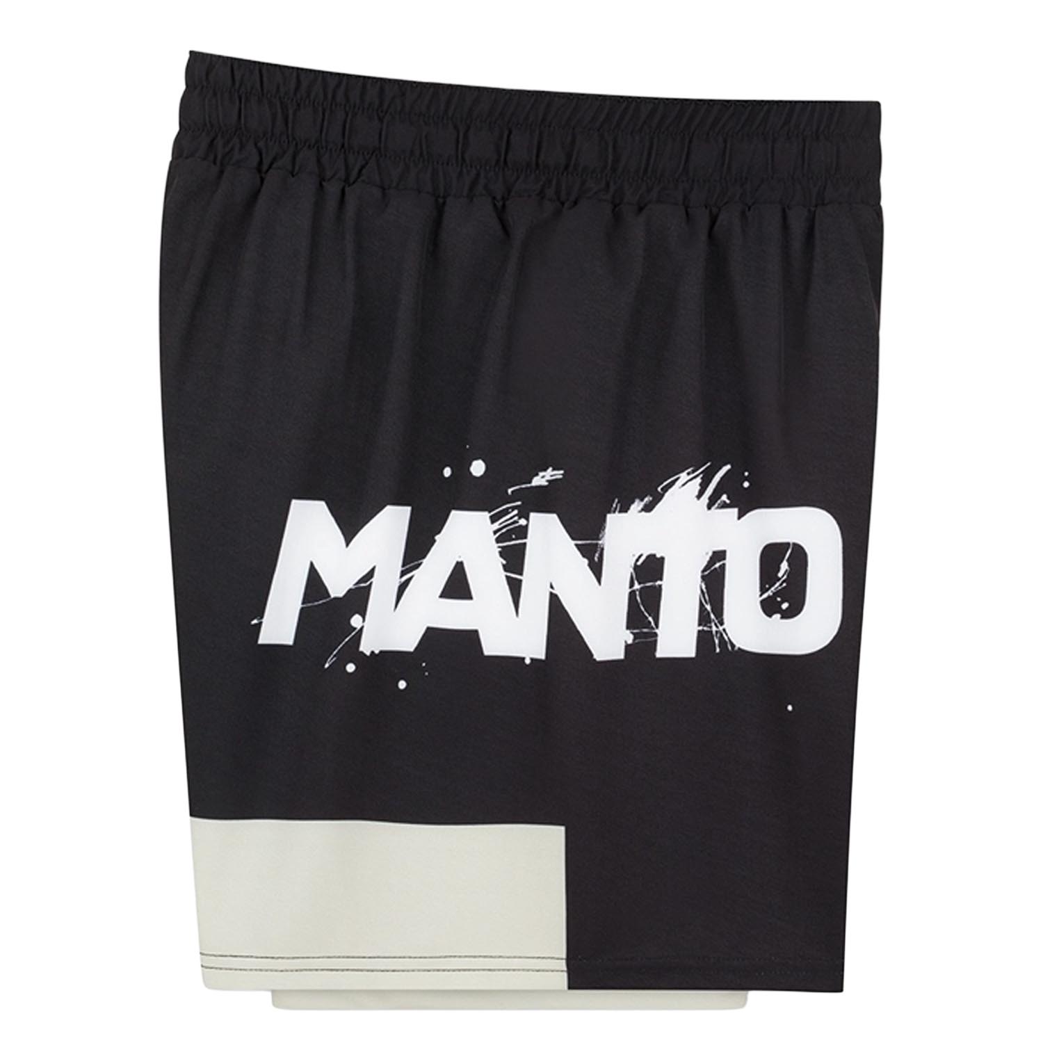 MANTO MMA Fight Shorts, Overcome, black-white, XXL