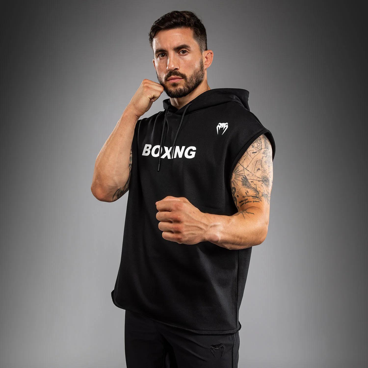 VENUM Hoody Sleeveless, Boxing VT, black-white, XXL