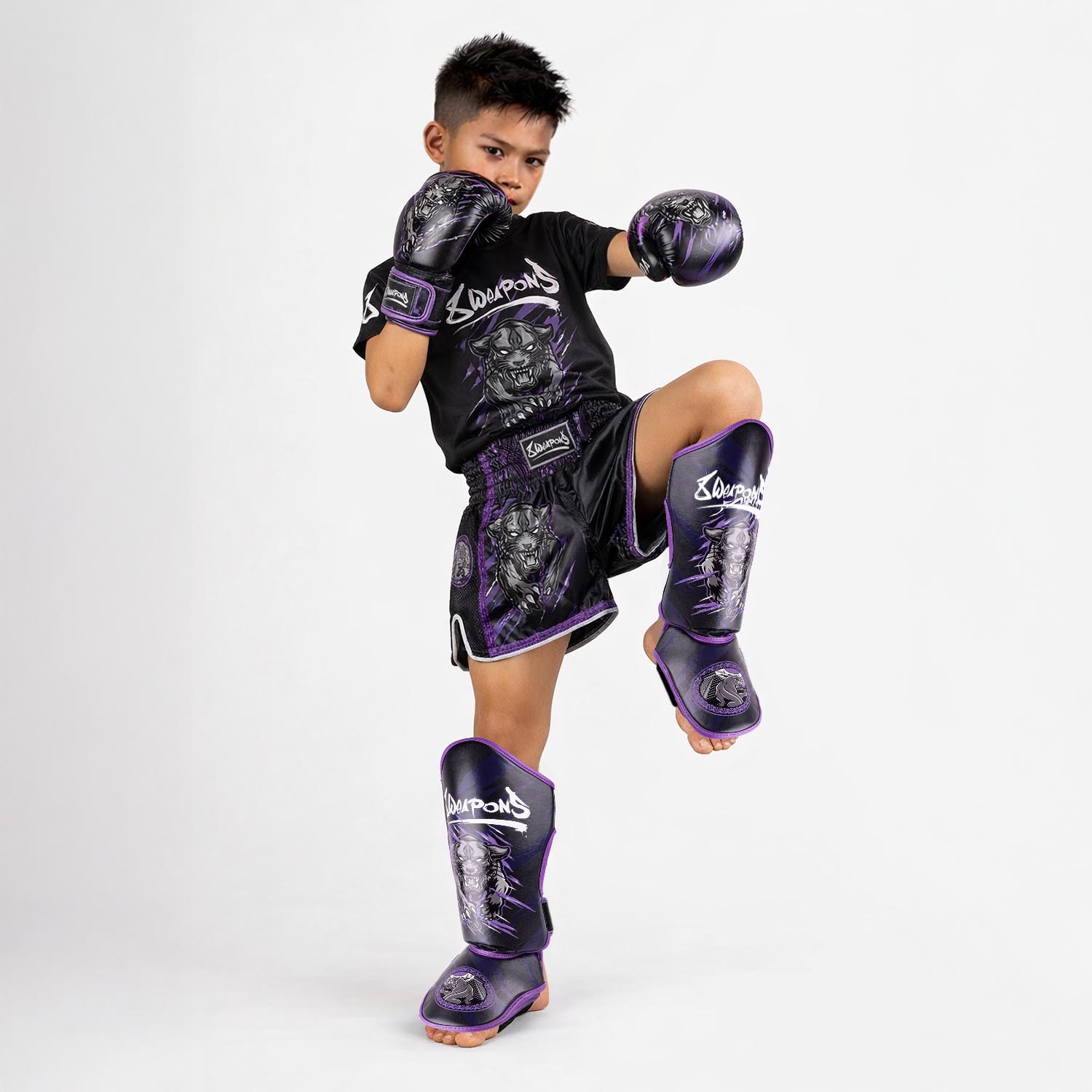 8 WEAPONS T-Shirt, Kids, Beastial Panther, black-purple, 158