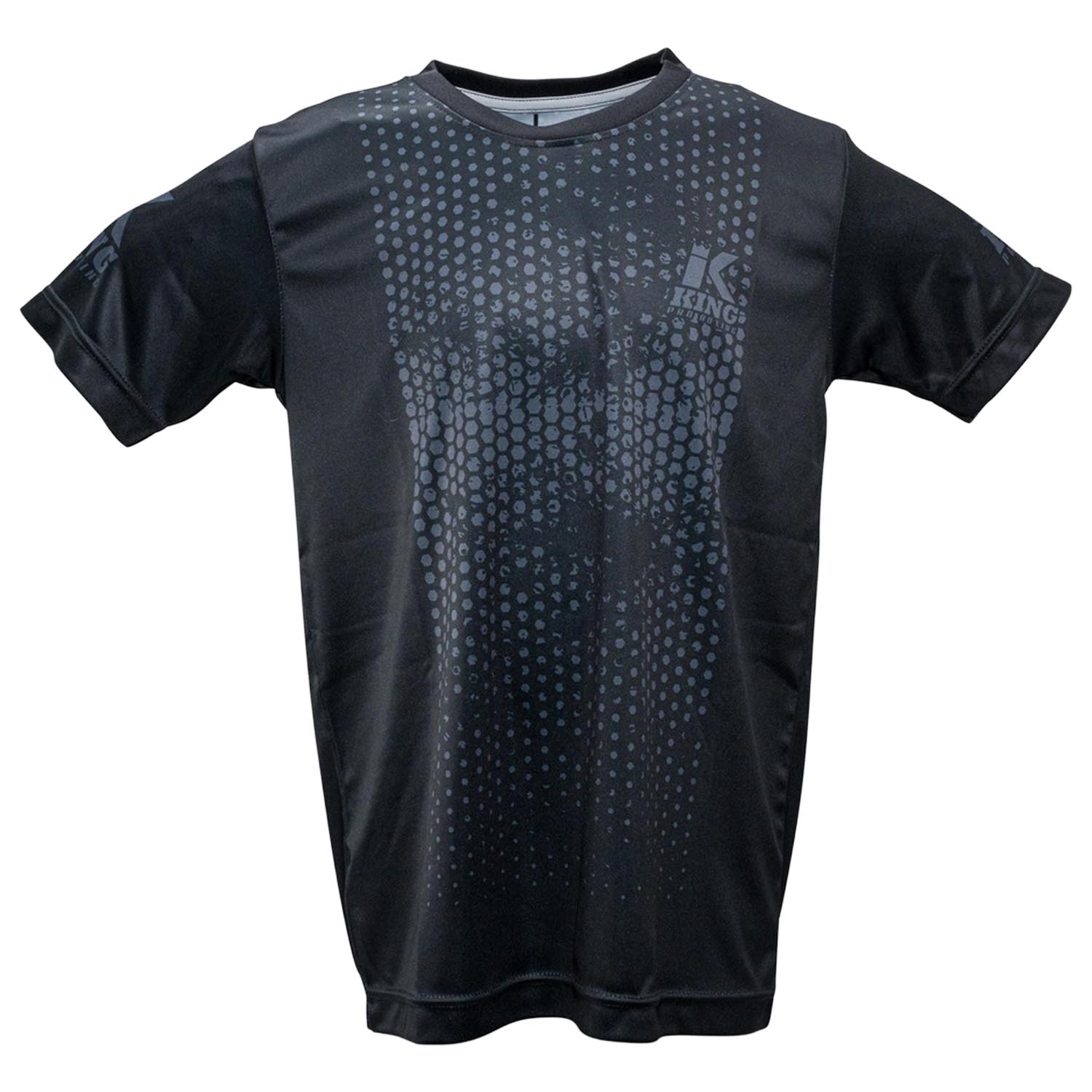 KING PRO BOXING Dry Tech T-Shirt, Kids, Hexagon 1, black-grey, 8 J