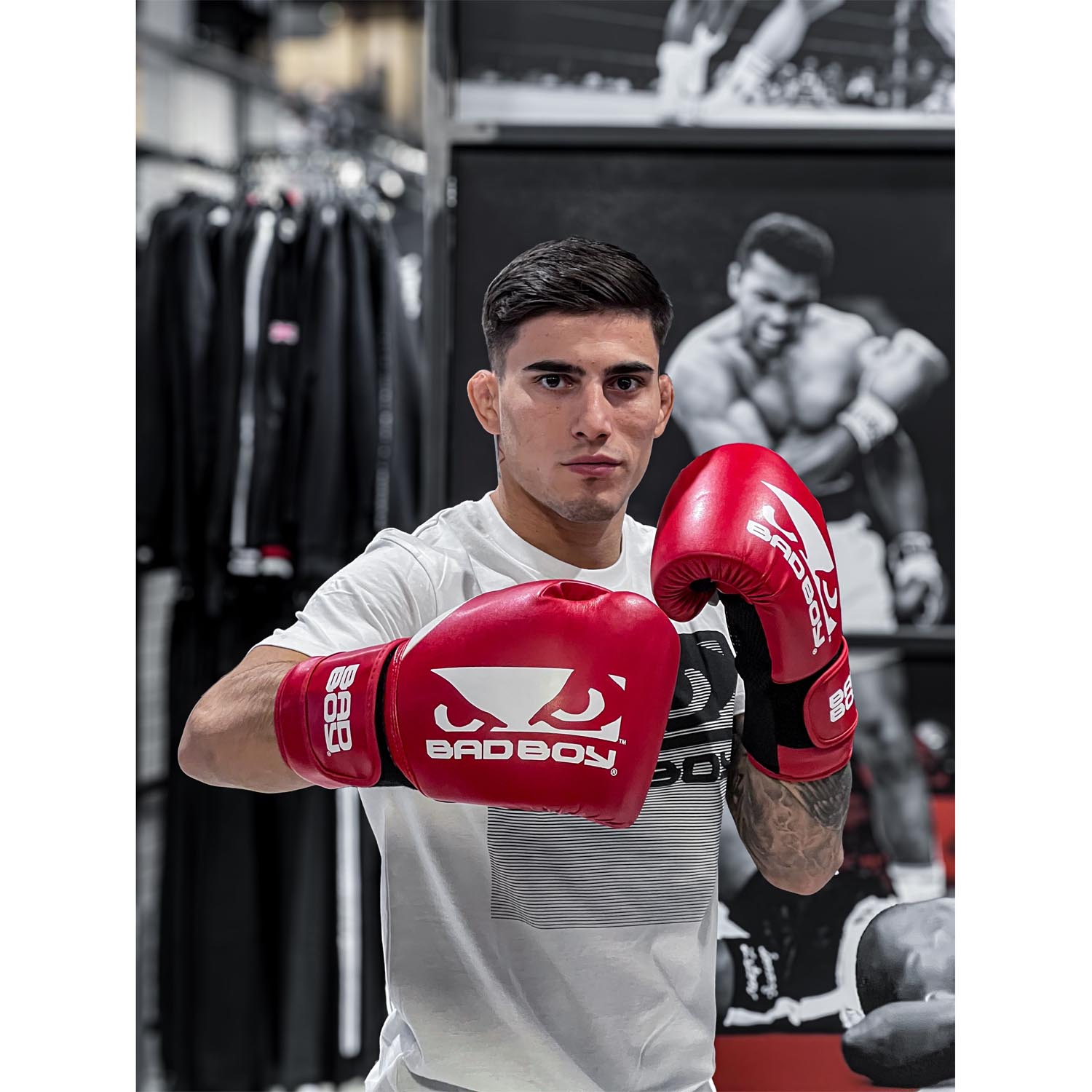 Bad Boy Boxing Gloves, Zeus, red-white, 10 Oz