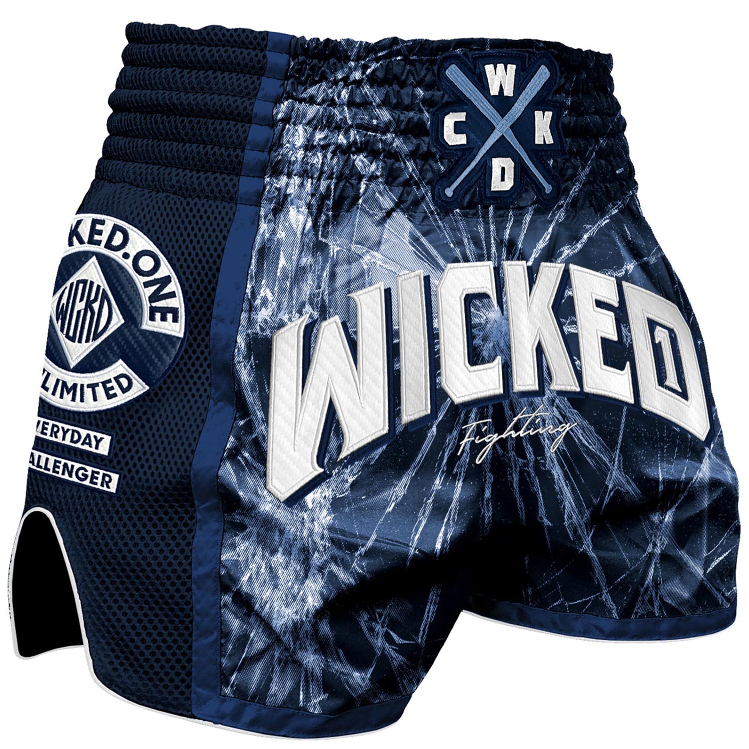 Wicked One Muay Thai Shorts, Trouble, navy