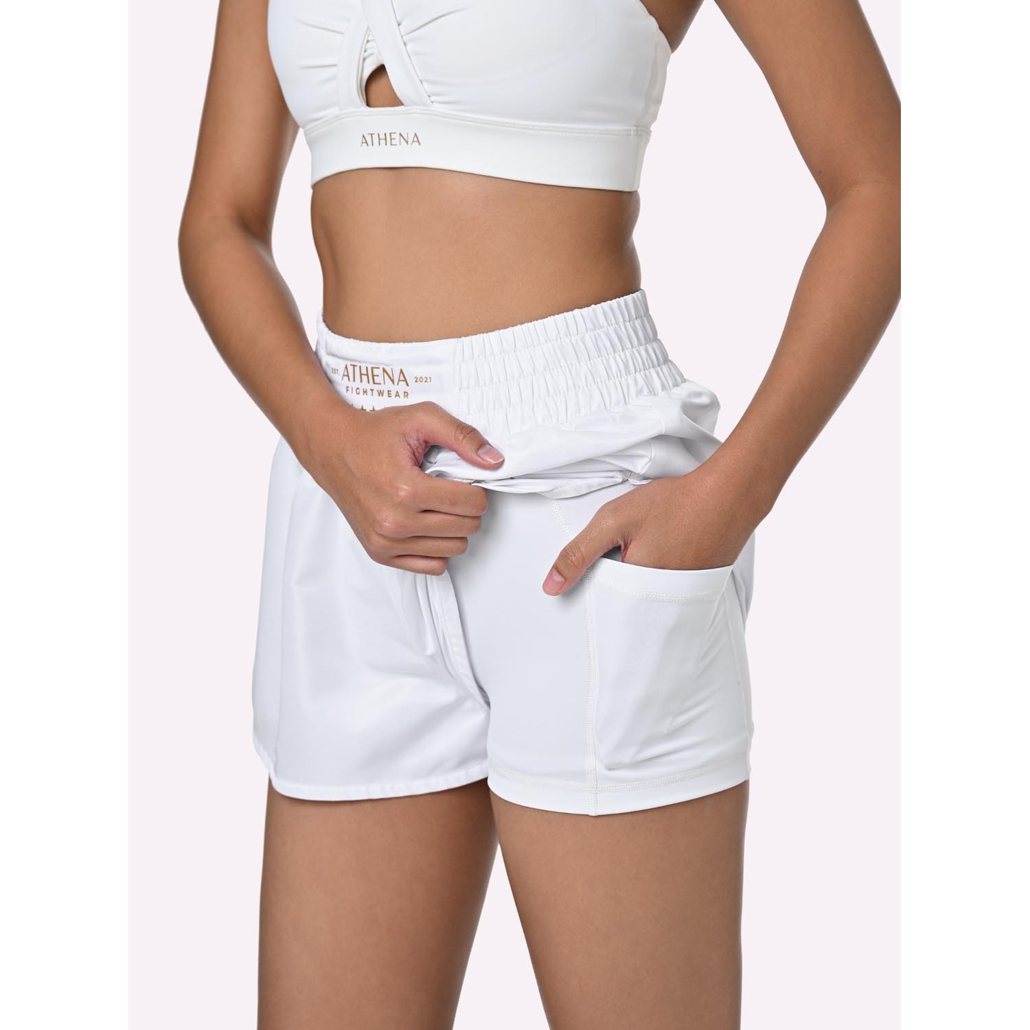 ATHENA Muay Thai Shorts, Women, Hera, white-gold, S