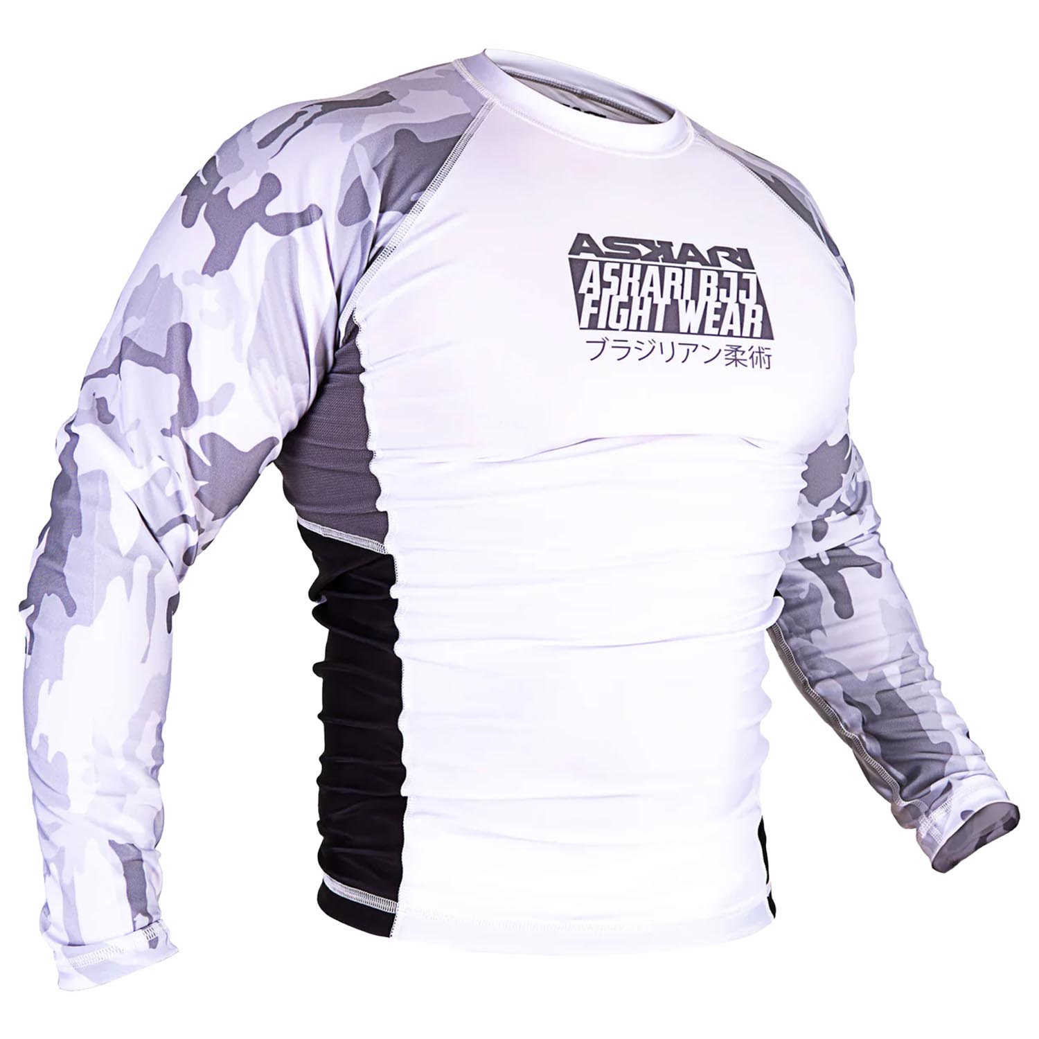 ASKARI Rashguard, L/S, IBJJF Ranked, white-camo, XXL