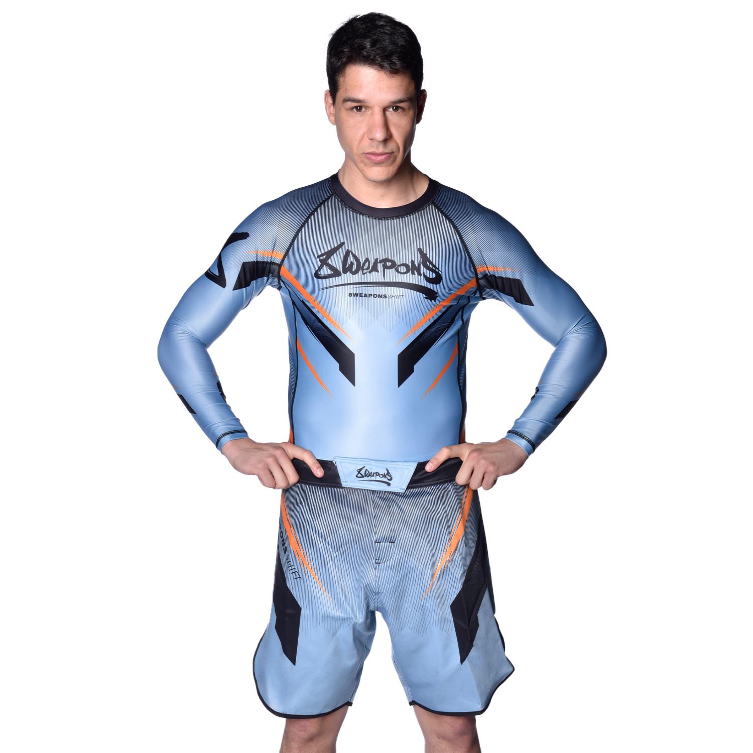 8 WEAPONS Fight Shorts, Shift, ice-grey-orange, XXL